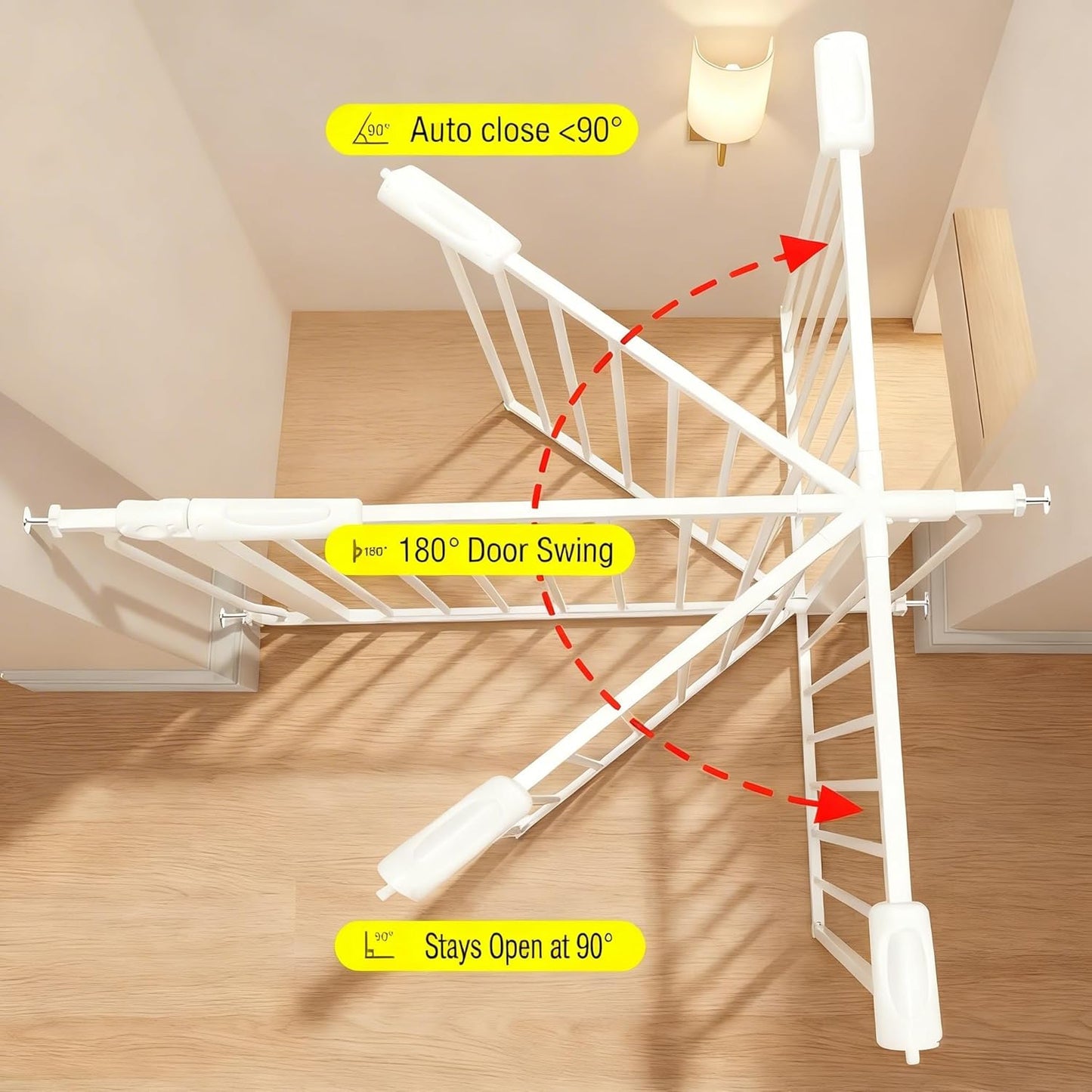 Extra Wide Baby Gate Tension Indoor Safety Gates White Metal Large Pressure Mounted Pet Gate Walk Through Long Safety Dog Gate for The House Doorways Stairs (48.03"-52.76"/122-134CM, White)