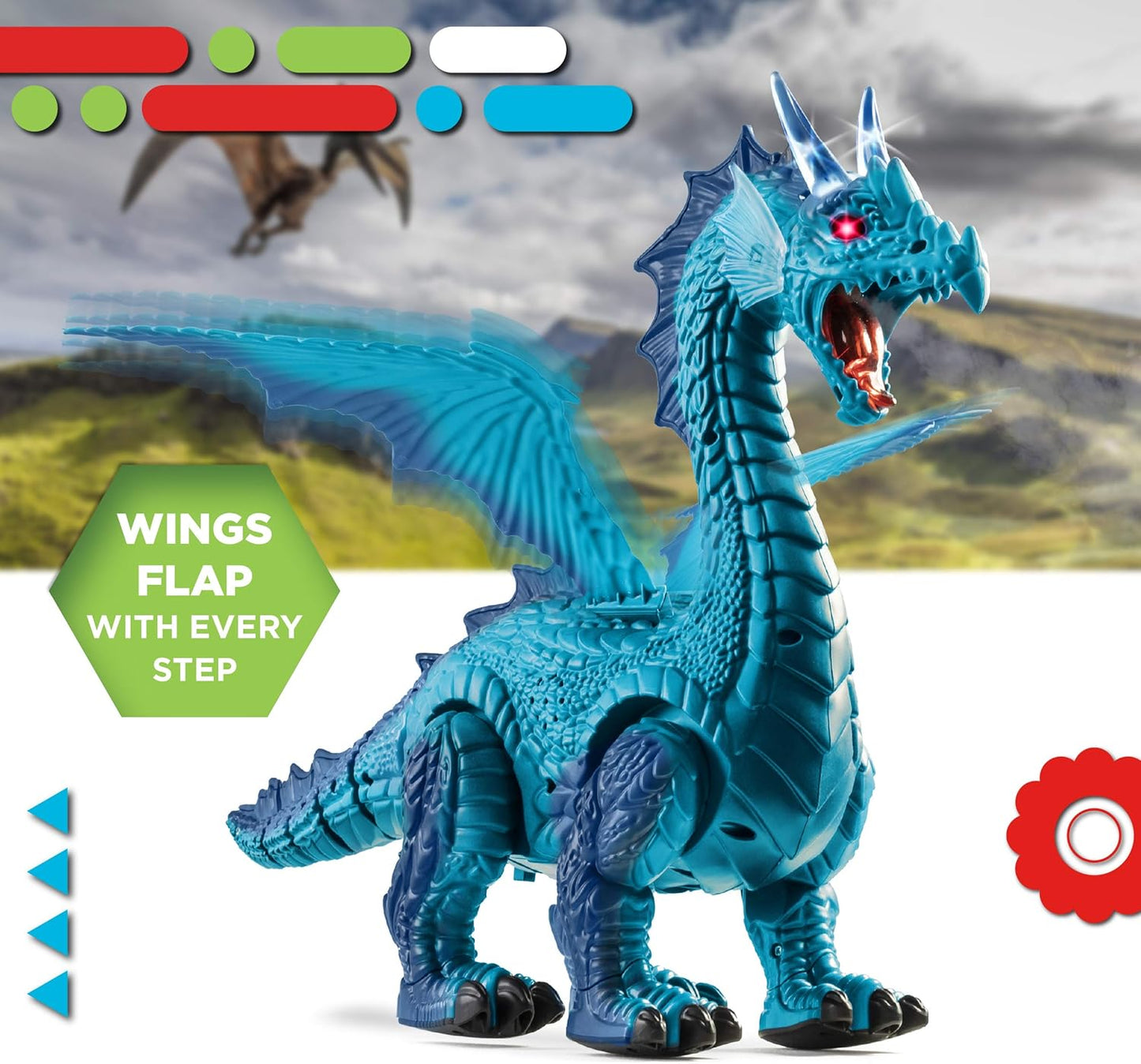 Discovery Frost-Breathing RC Dragon with Smoke Breath, Walking, Wing Flapping, Realistic Roaring Sounds| Light-Up Large Dinosaur Toy| Remote Control Robot Dino Mythical Creature|Kids Boys Gift| Age 6+