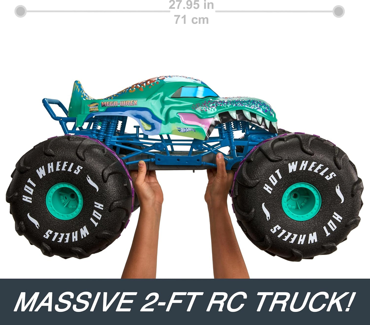 Hot Wheels RC Monster Trucks Mega-Wrex in 1:6th Scale, Extra Large Remote-Control Toy Truck, More Than 2ft Long