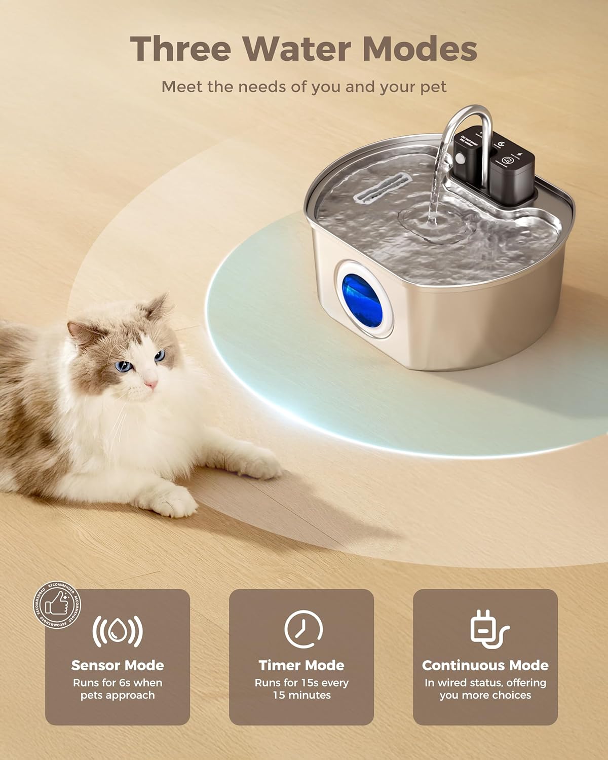 Cat Fountain Replacement Water Pump for 108oz/3.2L Wireless Pet Water Fountain Dog Water Dispenser
