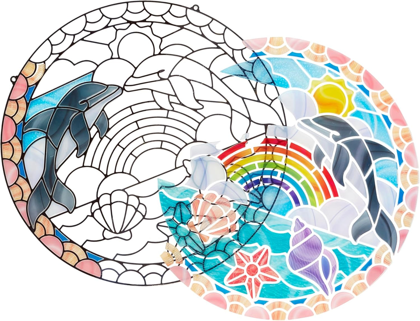 Melissa & Doug Stained Glass Made Easy Craft Kit: Dolphins - 180+ Stickers