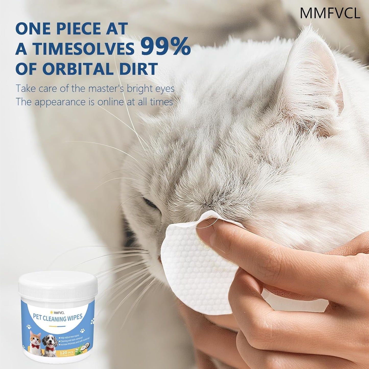 Pet Cleaning Wipes for Dogs and Cats, Tear Stain and Eye Discharge Removal, Coconut Oil Formula, 4 Boxes