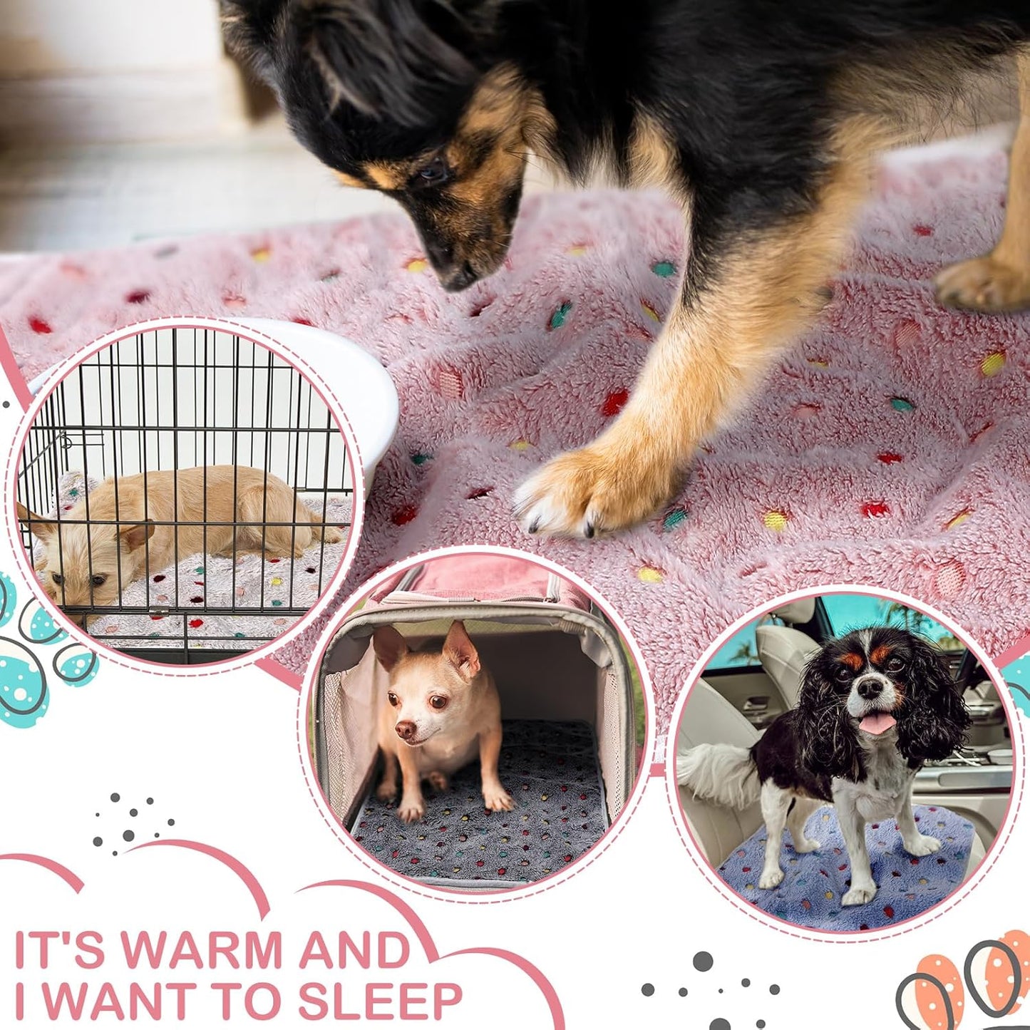 Tudomro 8 Pcs Guinea Pig Blankets Washable Small Pet Fleece Bedding Cage Liners Double Sided Pet Reusable Sleep Mat Pad Cover for Ferret Chinchilla Furniture Protection(Dot,16 x 24 Inch)