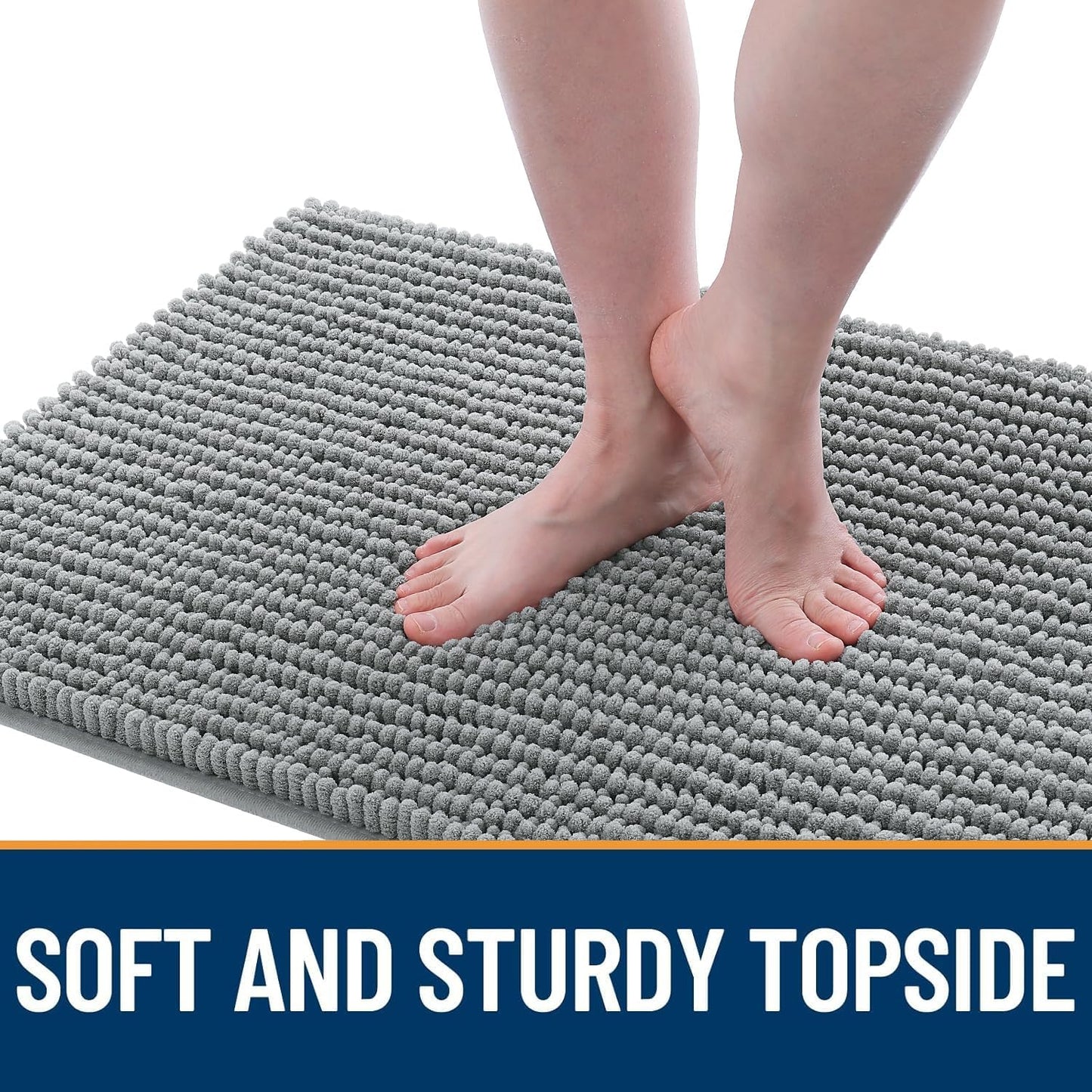 OLANLY Dog Door Mat for Muddy Paws 24x16, Ultra Absorbent Chenille Mud Doormat, Non-Slip Washable and Dirt Trapping Doormat for Indoor Entryway, Quick-Dry Indoor Pet Bed Mats for Dogs, Grey