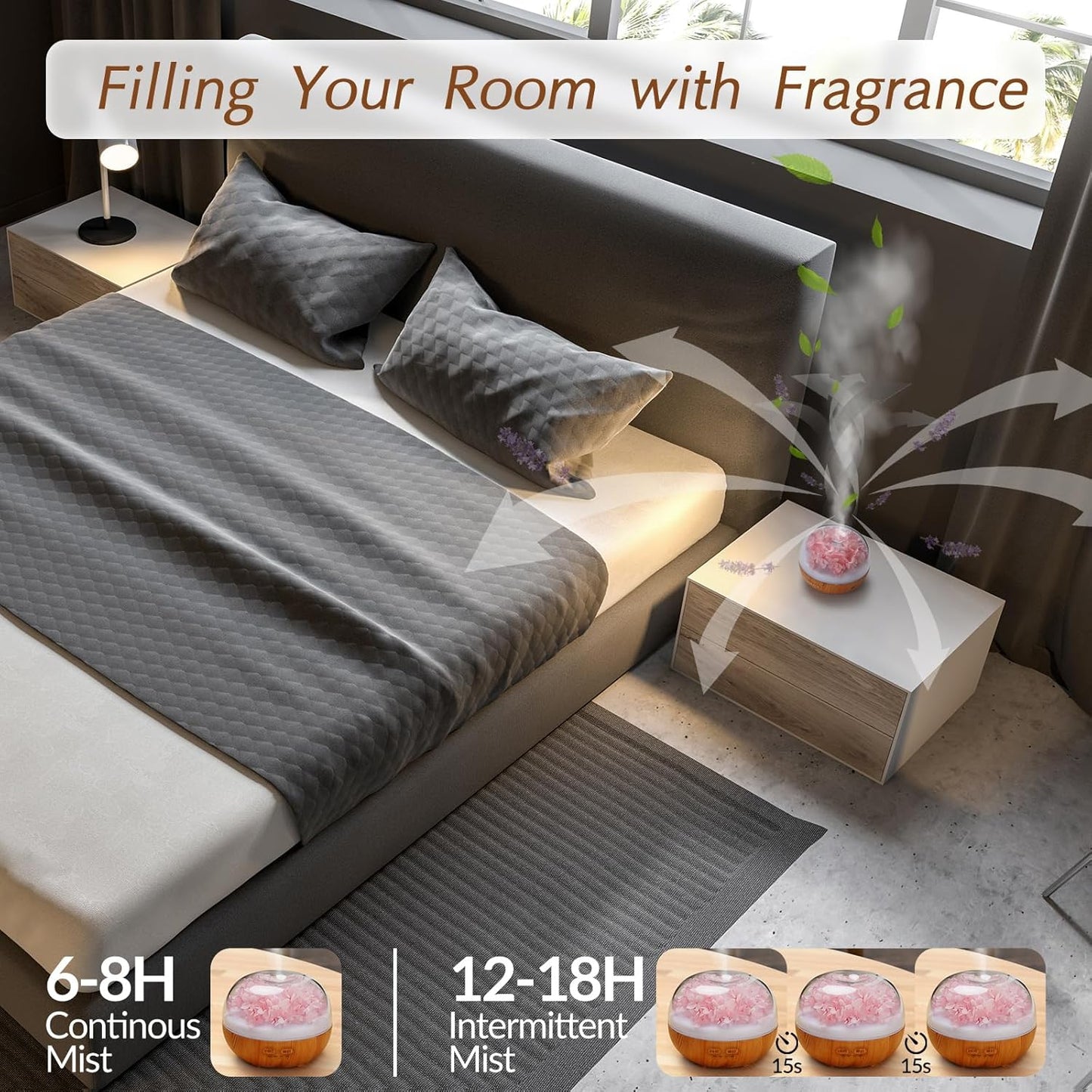Aromatherapy Essential Oil Diffuser, 300ml Air Diffuser Humidifier with 7 LED Colors, Timer & Auto-Off for Home Bedroom Office (Pink)