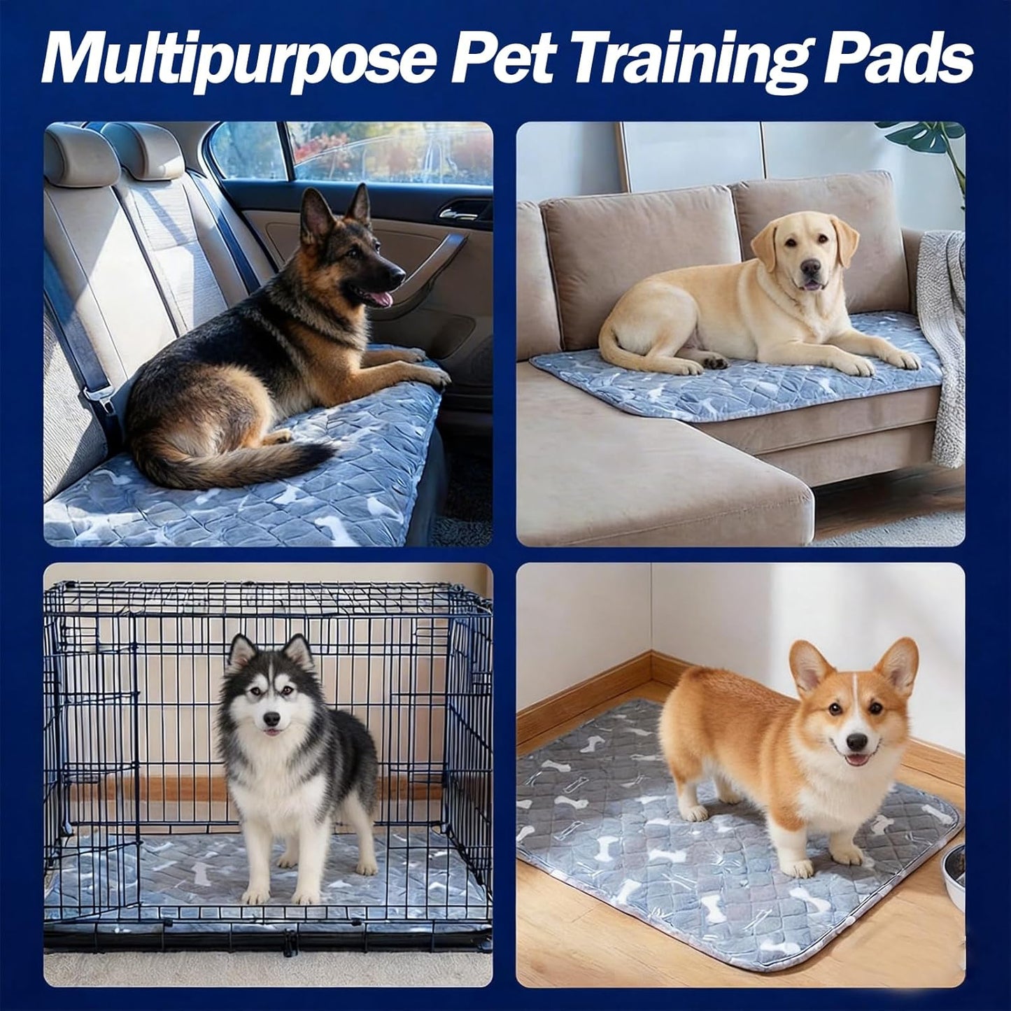 Puppy Pads with Pheromones Washable Pee Pads for Dogs Reusable Puppy Pad for Dogs and Cats (Grey 17.7*23.6in) Non-Slip Training Pad Pet-Friendly for Crates Apartments Sofa Bed Car Puppy Supplies