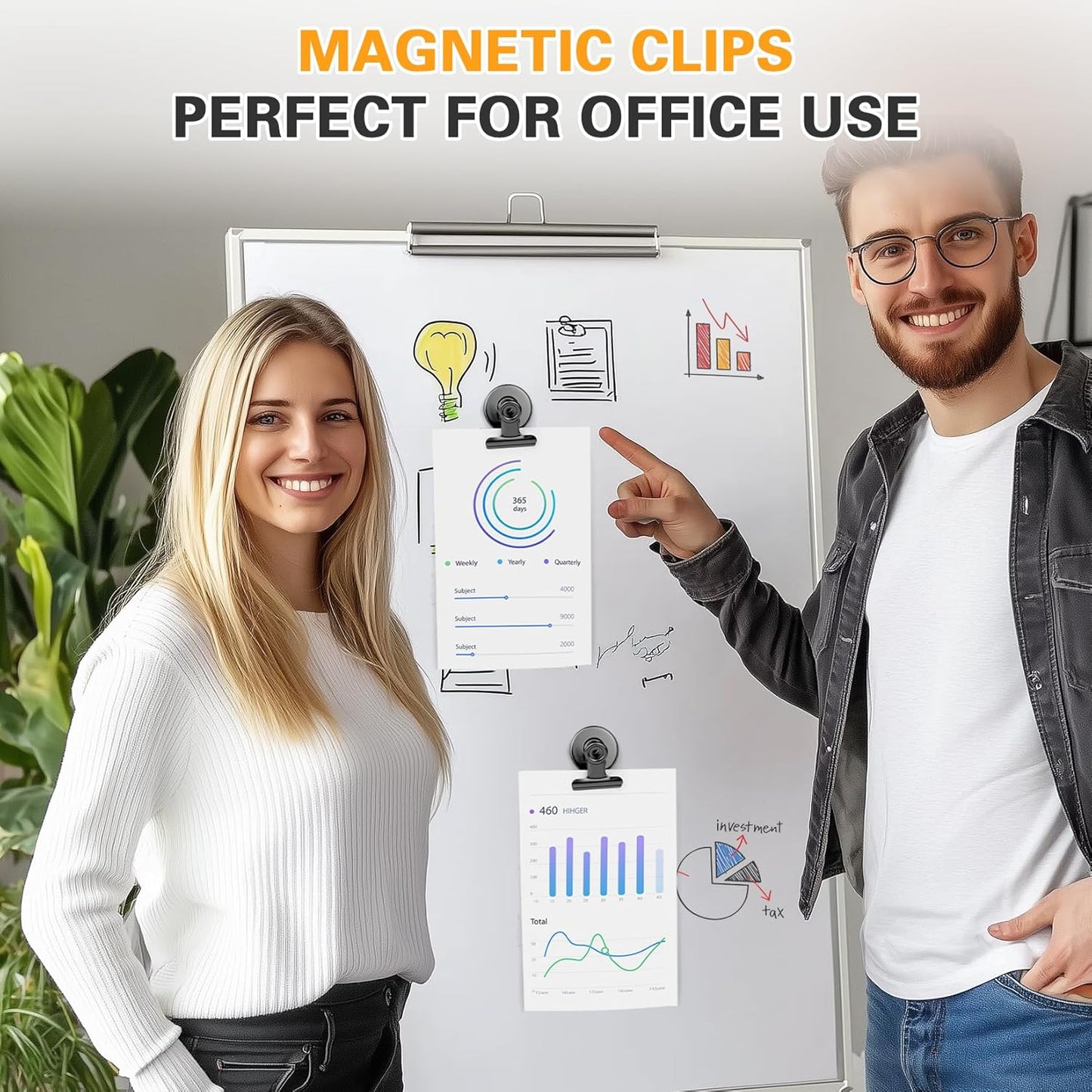 Grtard 12 Pack Magnetic Clips, Fridge Magnets Refrigerator Magnets, Strong Magnetic Clips Heavy Duty, Whiteboard Magnet Clip for Office Home Classroom Organization Kitchen Accessories(Black)