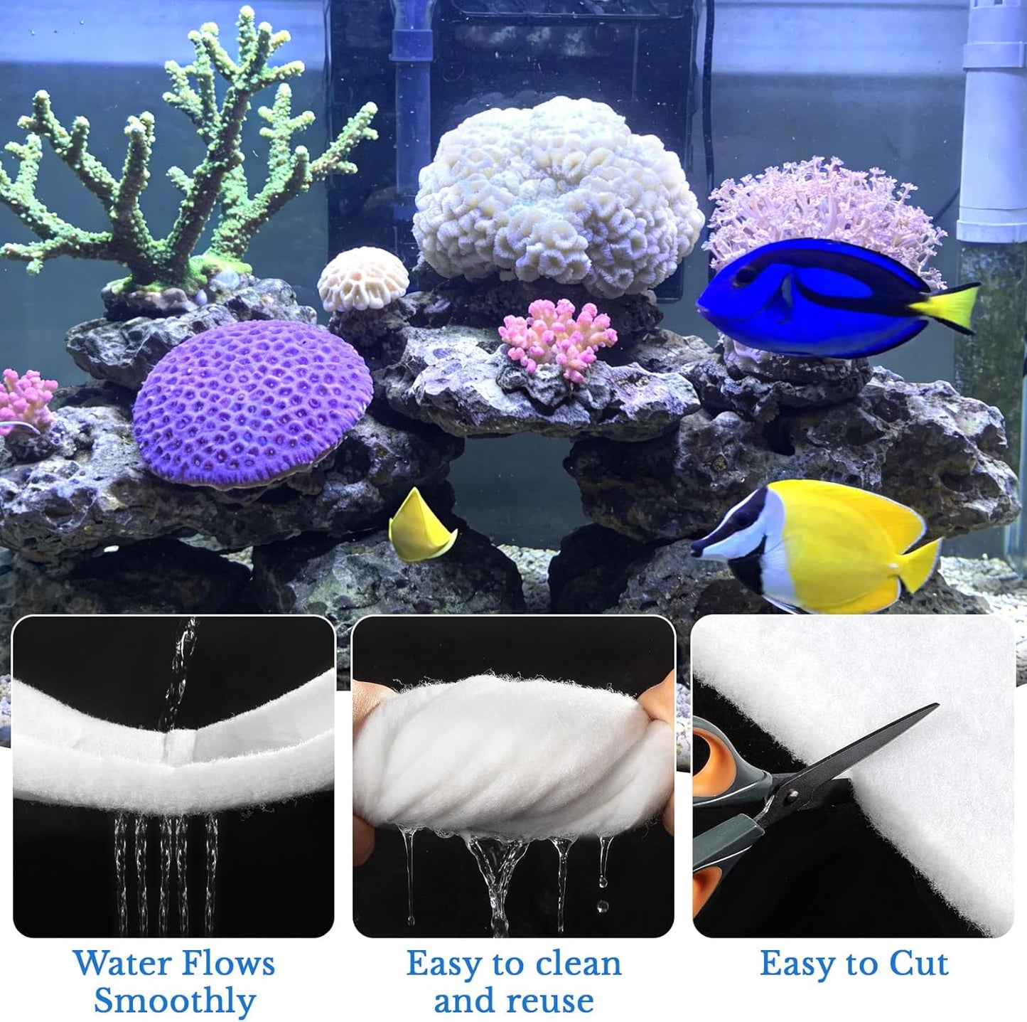 MAQIHAN Aquarium Filter Pad - Aquarium Filter Media,39.4 x 11.8in Media Roll for Fish Tank, Ponds,Garden, Saltwater,Fershwater,Plant, Trutle (1)