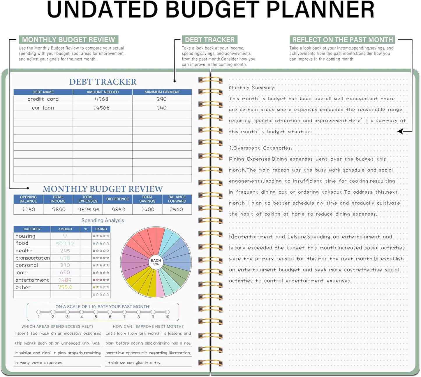 Budget Planner - Monthly Financial Planner Organizer with Expense Budget Book/Expense Tracker Notebook/Accounting Book to Manage Your Money Effectively, Start Anytime, A5(5.8" * 8.2") Green