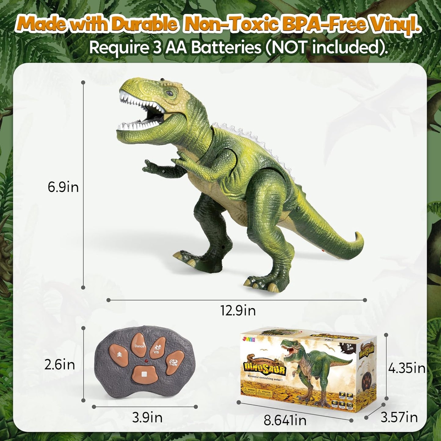 JOYIN Robot Dinosaur Toy for Kids Boys 3+ Big T.rex with Light and Realistic Roaring Sound, Remote Control Walking & Dancing Dinosaur, Electronic Steam Toy, Birthday Gift for Kids Boys Girls
