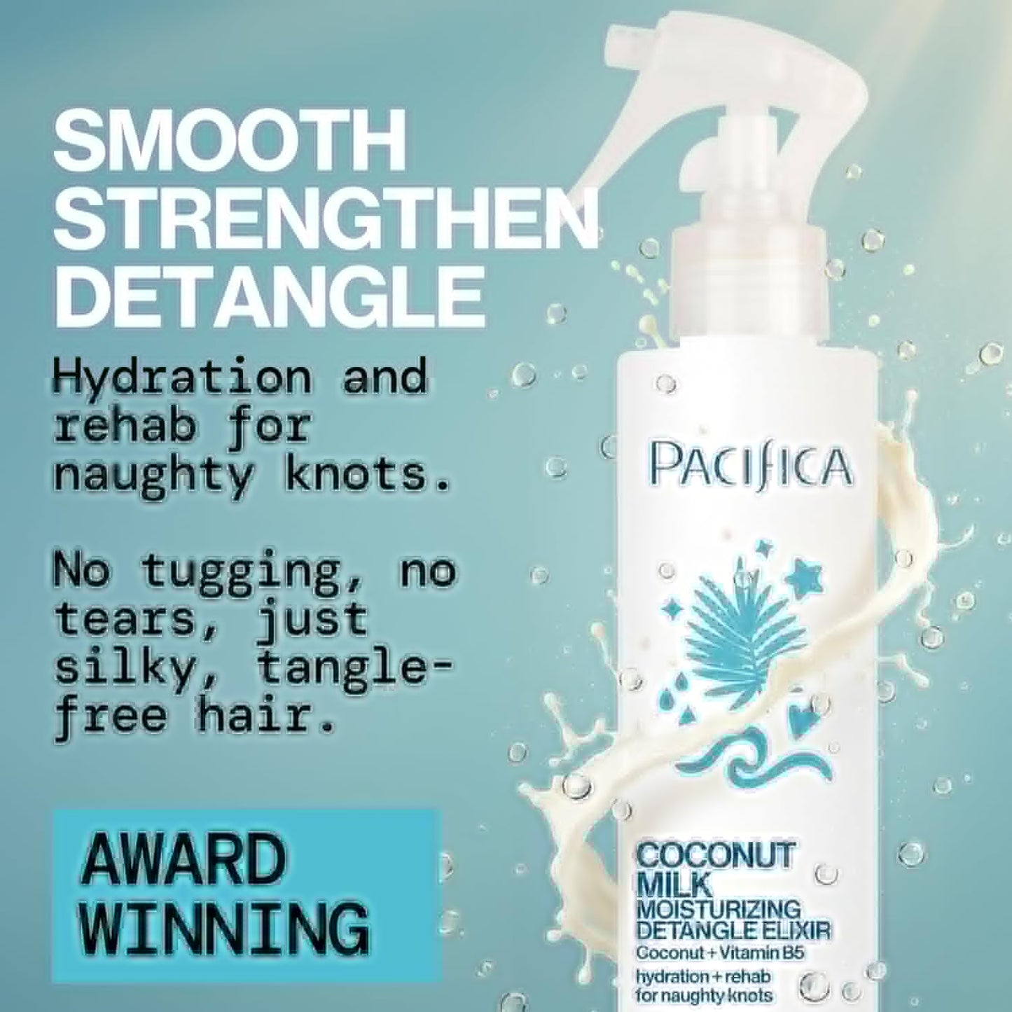 Pacifica Coconut Milk Hair Detangler Spray – Leave-In Conditioning Elixir for Tangle-Free Hair – Instantly Detangles Knots, Adds Shine & Moisture, Prevents Breakage & Frizz – Vegan & Cruelty-Free | Vegan, Cruelty-Free