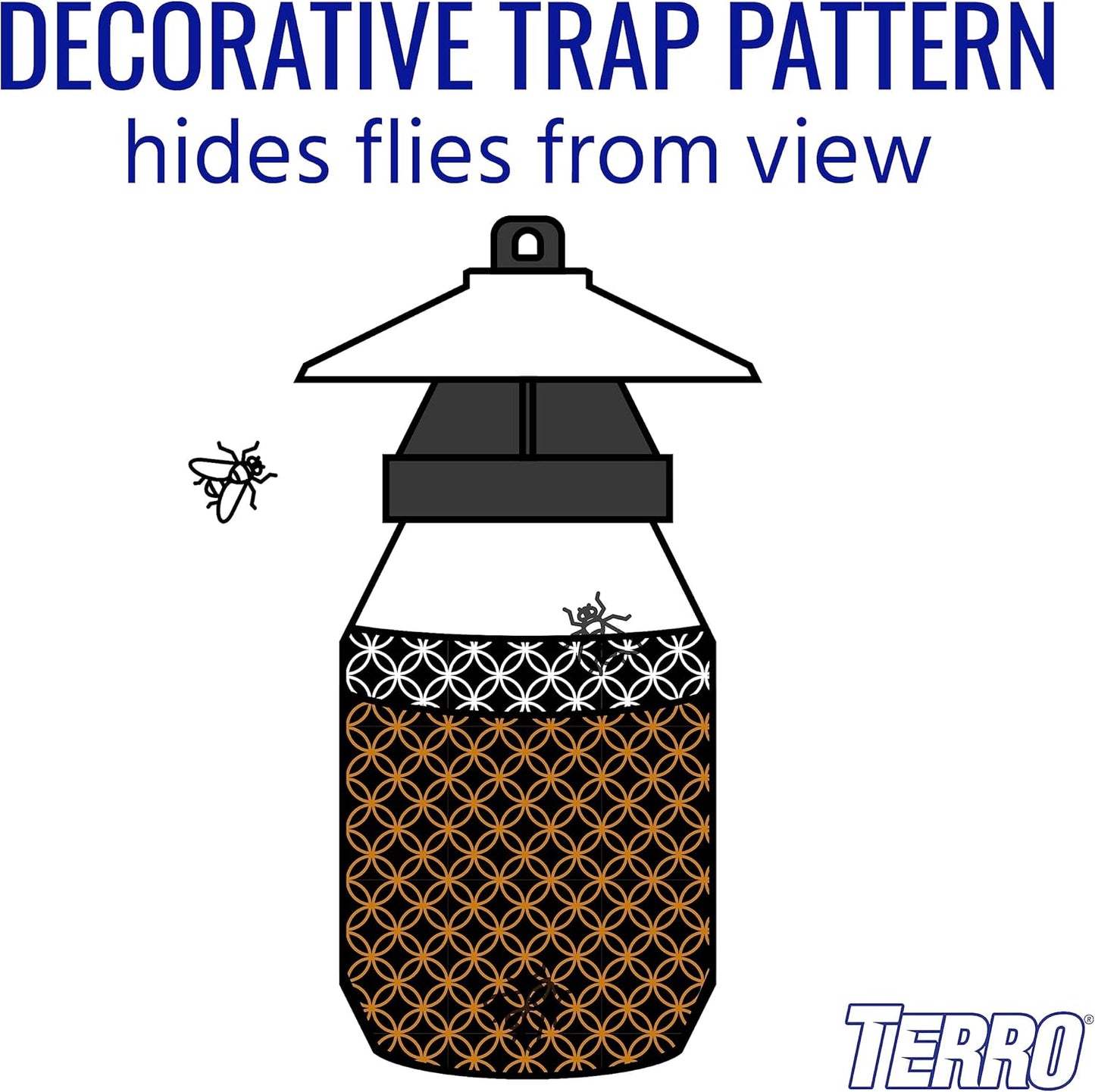 TERRO T380 Outdoor Reusable Fly Magnet Fly Trap - Poison Free Trap with Bait