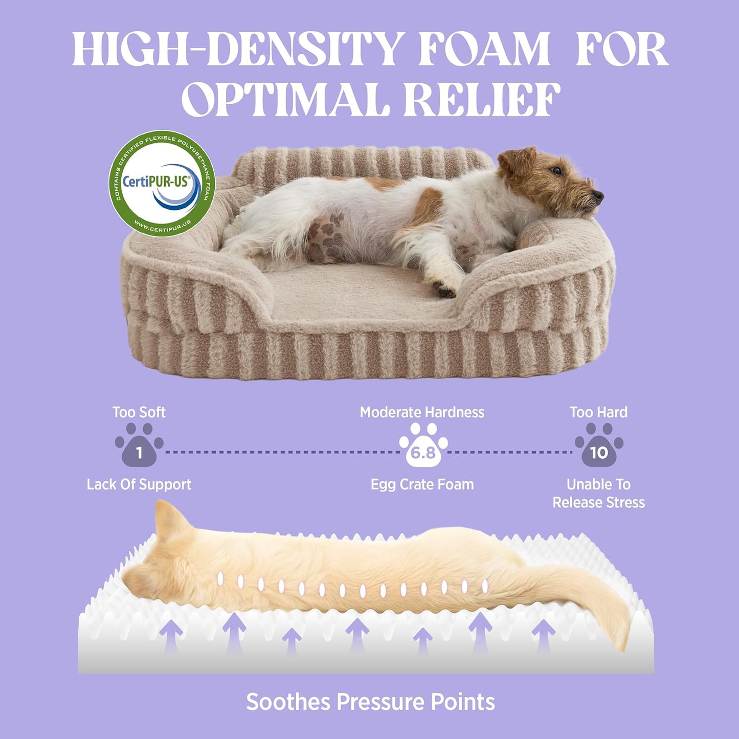 LE SURE Cute Dog Bed Medium Size Dog, Orthopedic Waterproof Medium Pet Beds with Sides, High Back Non-Slip Bottom and Egg-Crate Foam Pet Couch Sofa with Washable Removable Cover, Hazel