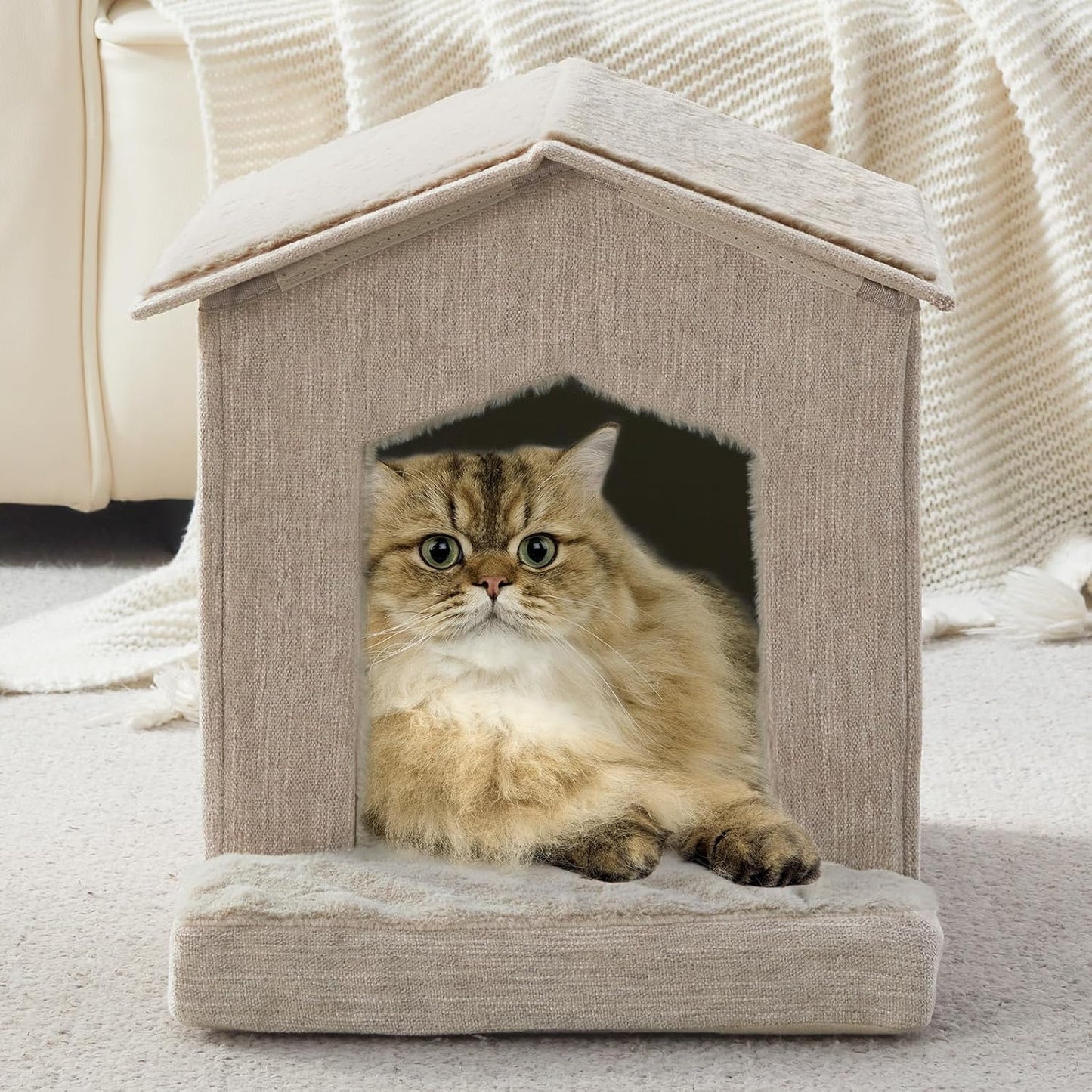 Cat Beds for Indoor Cats,Large Cat Houses for Cats,Small Dogs,Cat Cave with Orthopedic Cushion,Foldable Cat Condos,Hideaway,Shelter,Cat Tent for Small and Medium Pet Bed