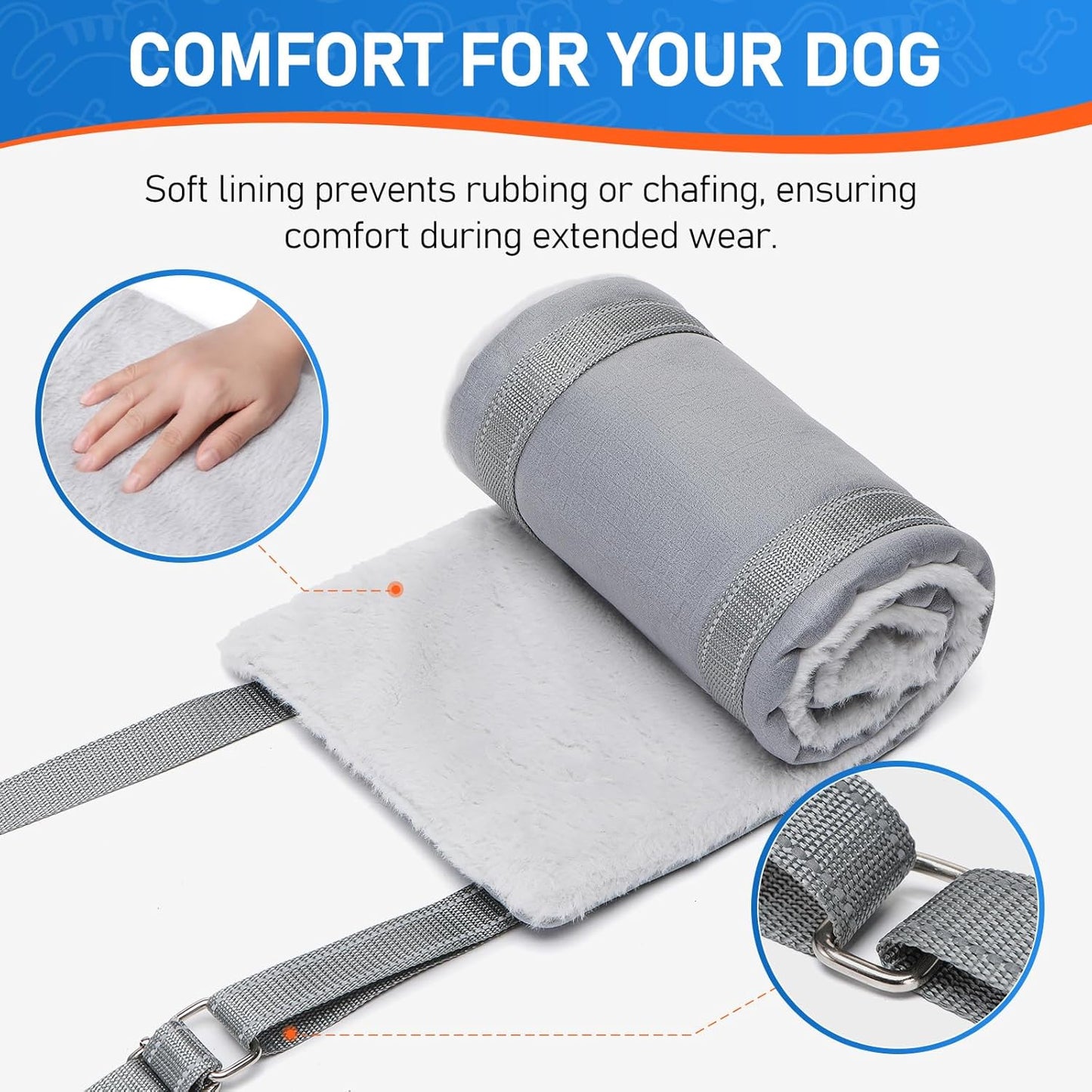Dog Lift Harness for Large Dogs, Adjustable Dog Sling for Back Legs, Hip Support Harness to Help Lift Dogs Rear for Helps Senior, Injured, Disabled and After ACL Surgery Dogs - Large, Grey