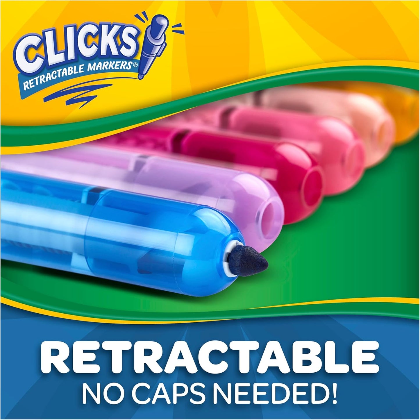 Crayola Clicks Retractable Tip Markers (10ct), Washable Cone Tip Art Marker Set, Easter Basket Stuffer Essentials, Easter Craft Supplies for Coloring Books, Ages 3+
