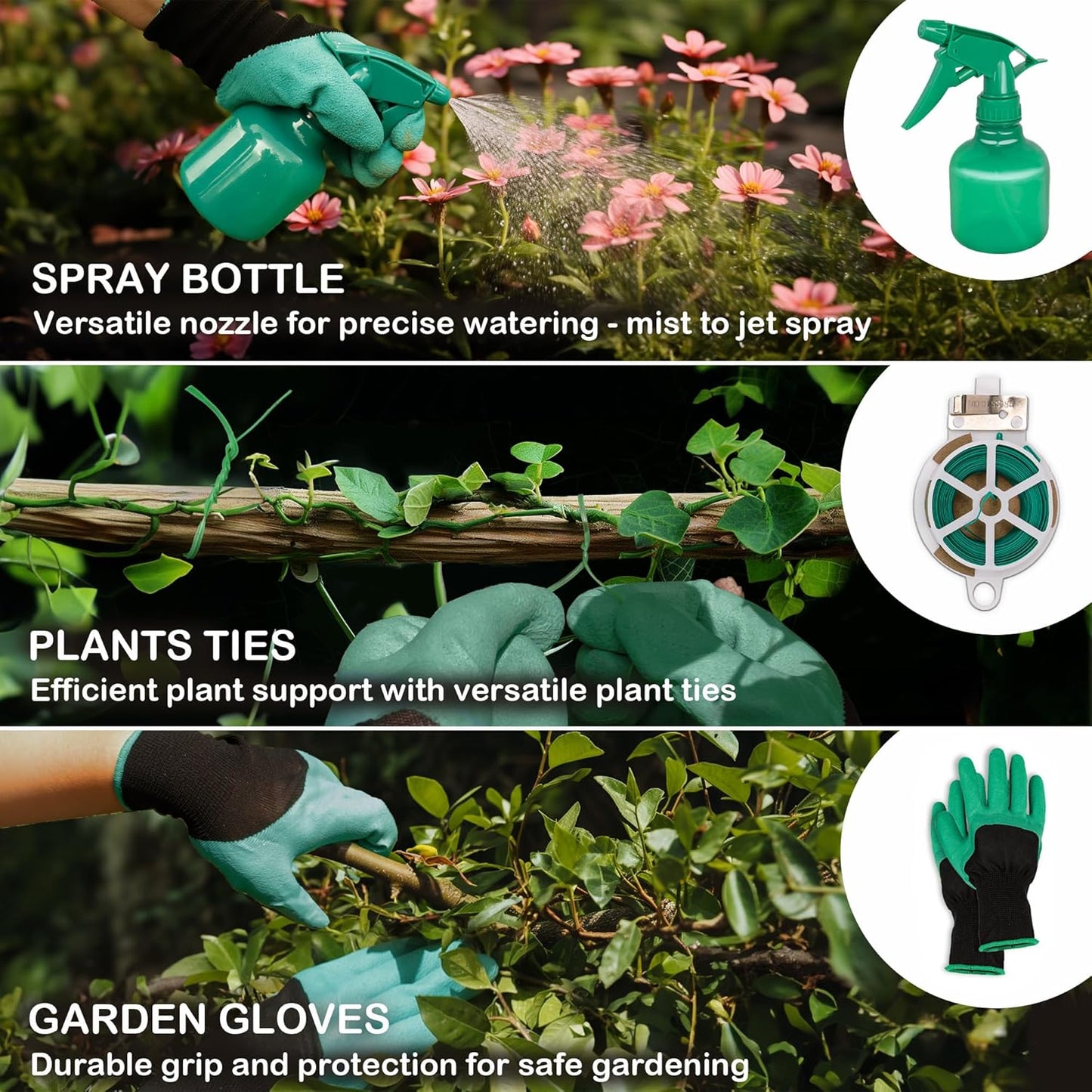 Bluemars Gardening Hand Tool Kit 14PCS Heavy Duty Stainless Steel Garden Tool Set with Floral Garden Tote -Outdoor Gardening Transplanting Gifts for Woman