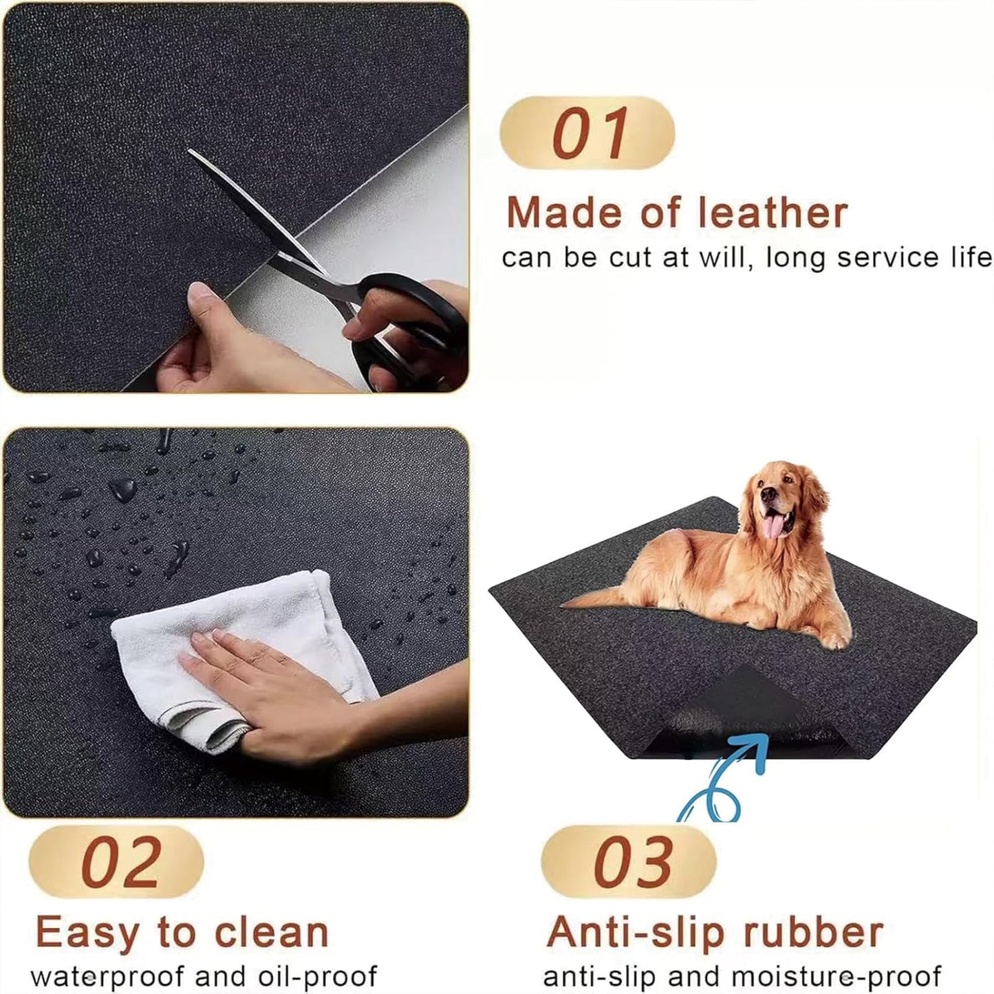 YOFANG Waterproof Dog Crate Mat, Non-Slip Washable Pee Pad, Reusable Absorbent Kennel Liner, Urine Proof Floor Protector for Dog Cage Playpen Indoor Training, 36.5”x36.5” Black