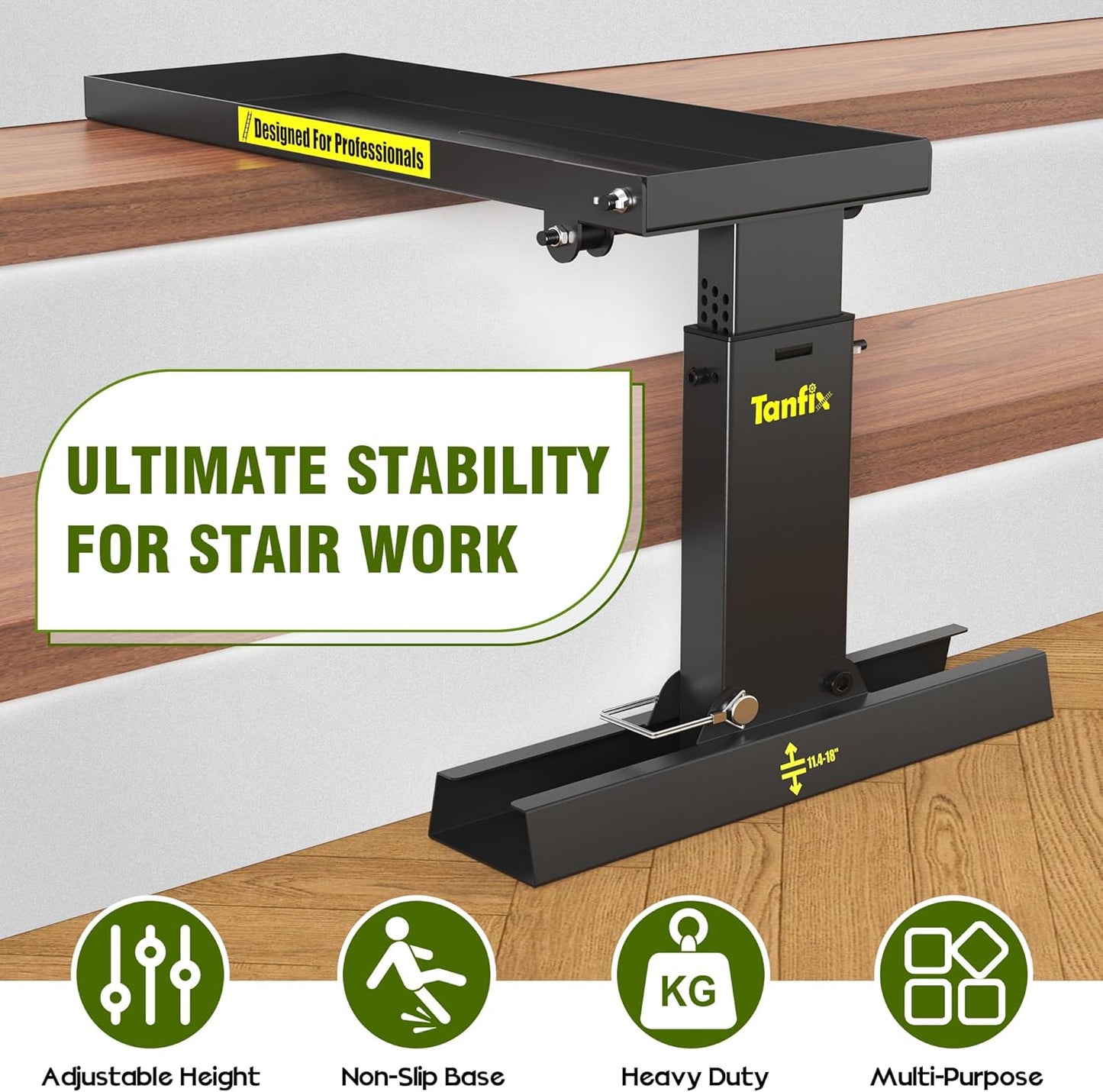 Foldable | Heavy-Duty Ladder Extender Pro, High Strength Steel Material Design Ladder Extension Pro for Stairs w/Non-Slip Mat, 9.5-15" Adjustable Height, Applicable Feet Spacing 25"
