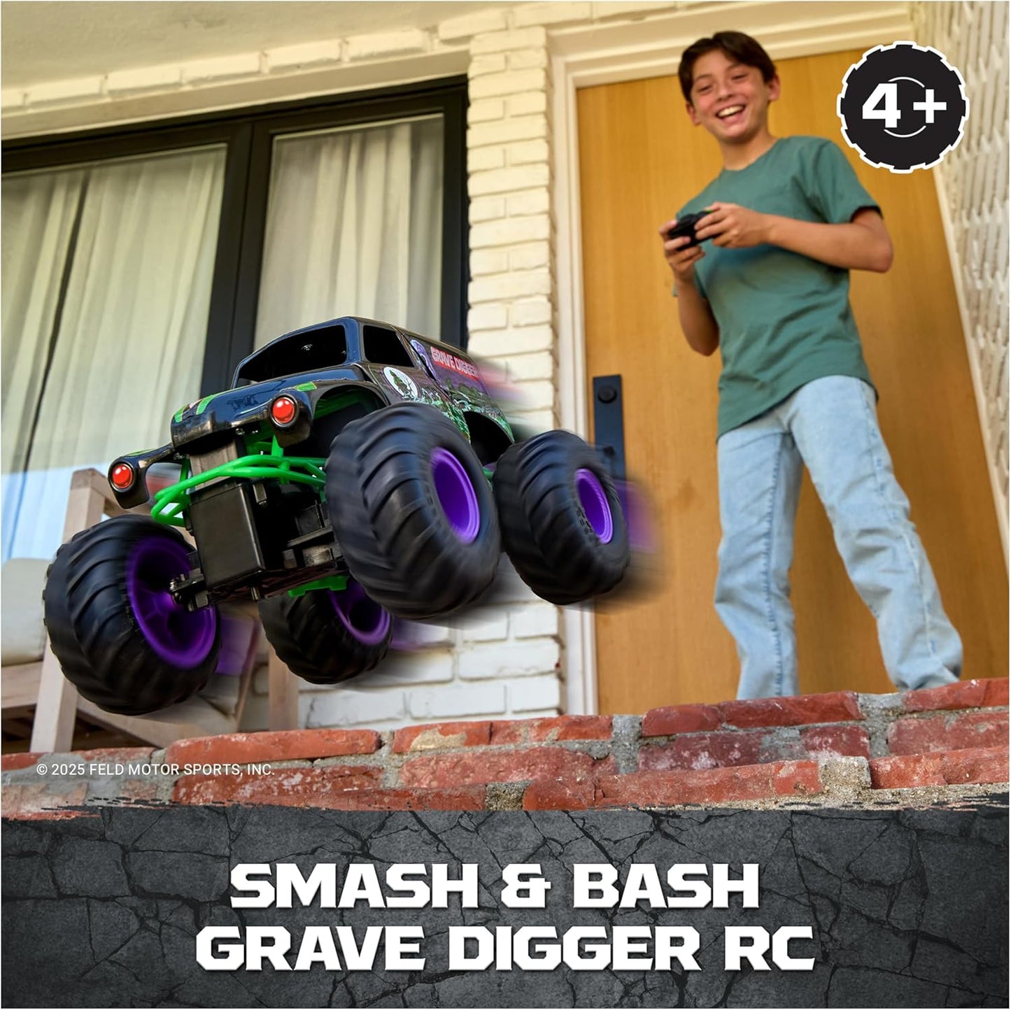 Monster Jam, Official Smash & Bash Grave Digger Remote Control Indoor & Outdoor Vehicle, 1:15 Scale Repairable Monster Truck, Kids Toys for Boy and Girls Ages 4 and up