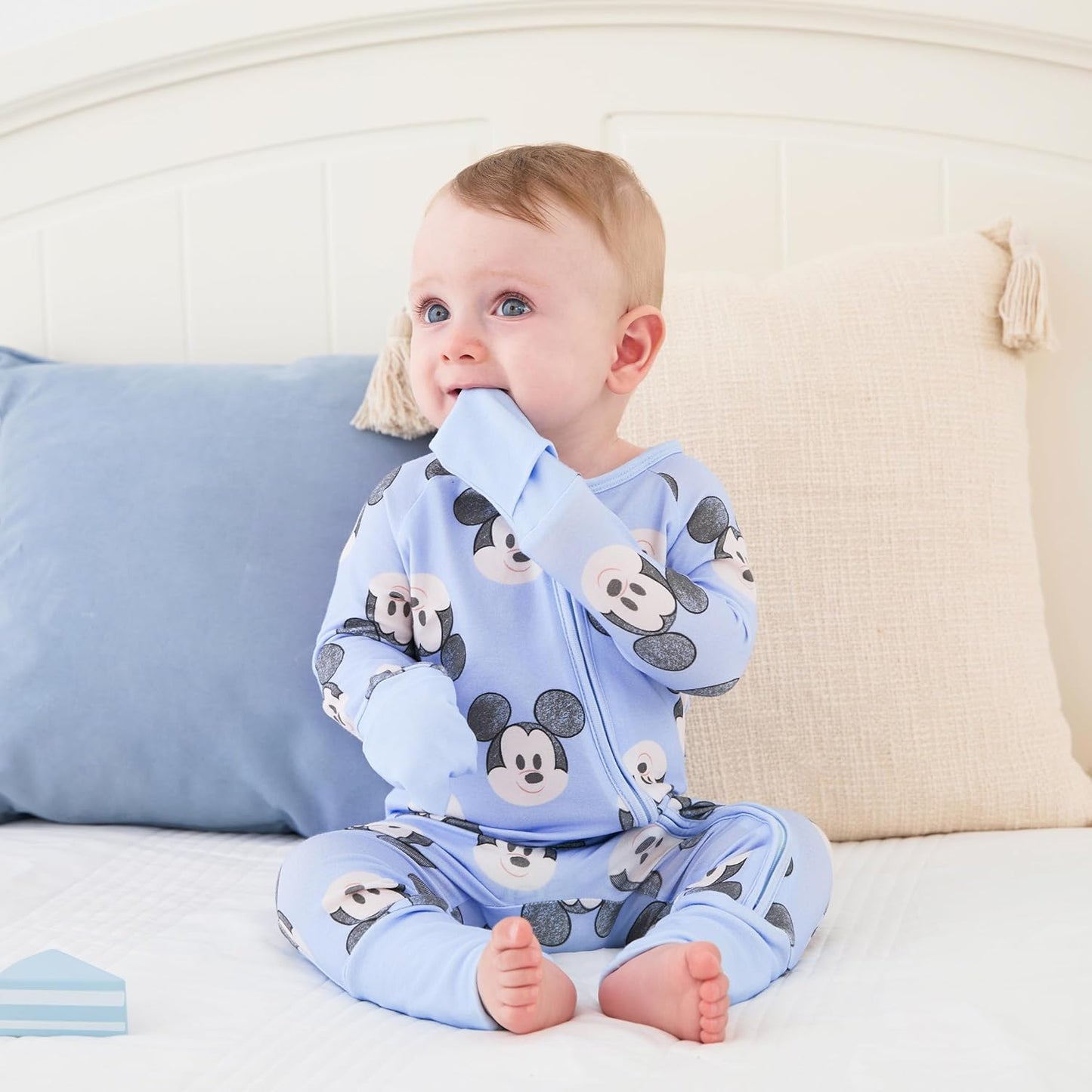 Disney Princess Ariel Belle Moana Mickey Minnie Baby Organic Cotton Footie Zipper Pajamas Newborn Infant Romper