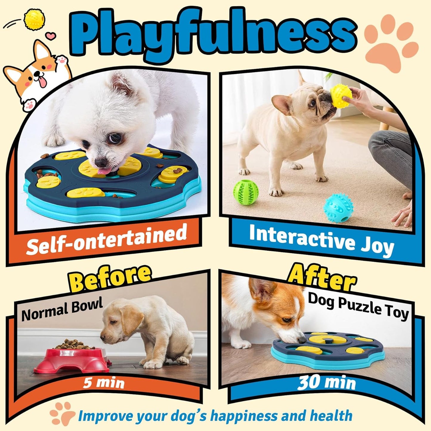9 Pack All-Around Dog Puzzle Toy Set -Mentally Stimulating Dog Enrichment Toys for Small to Medium Smart Dogs, Includes Dog Lick Mat with Suction Cups