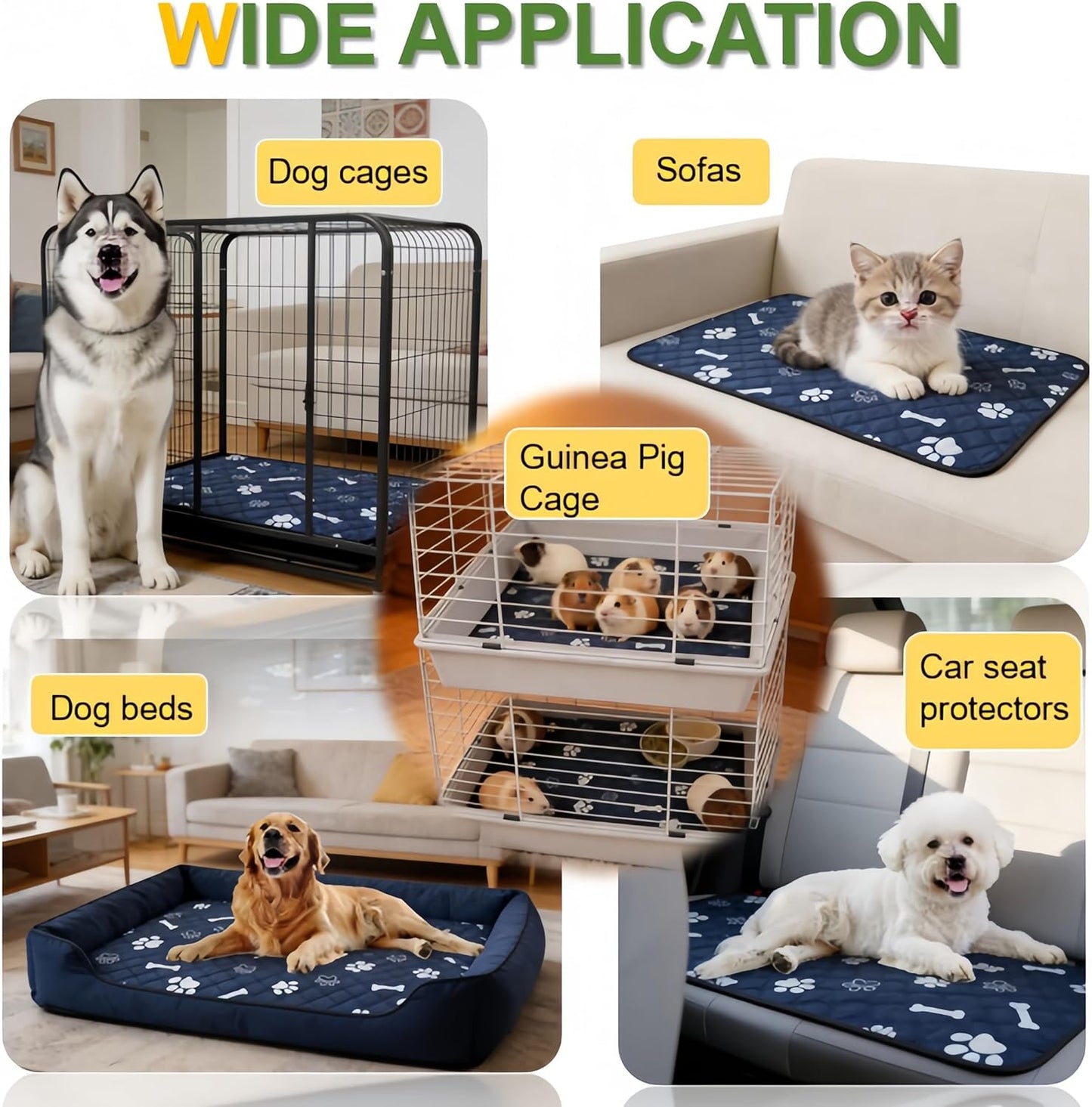 Washable Pee Pads for Dogs 2 Pack 36"x40", Reusable Ultra Absorbent Non-Slip Dog Mat, Waterproof Pet Pee Pads, Cat Litter Mat for Puppy Training Housebreaking Whelping