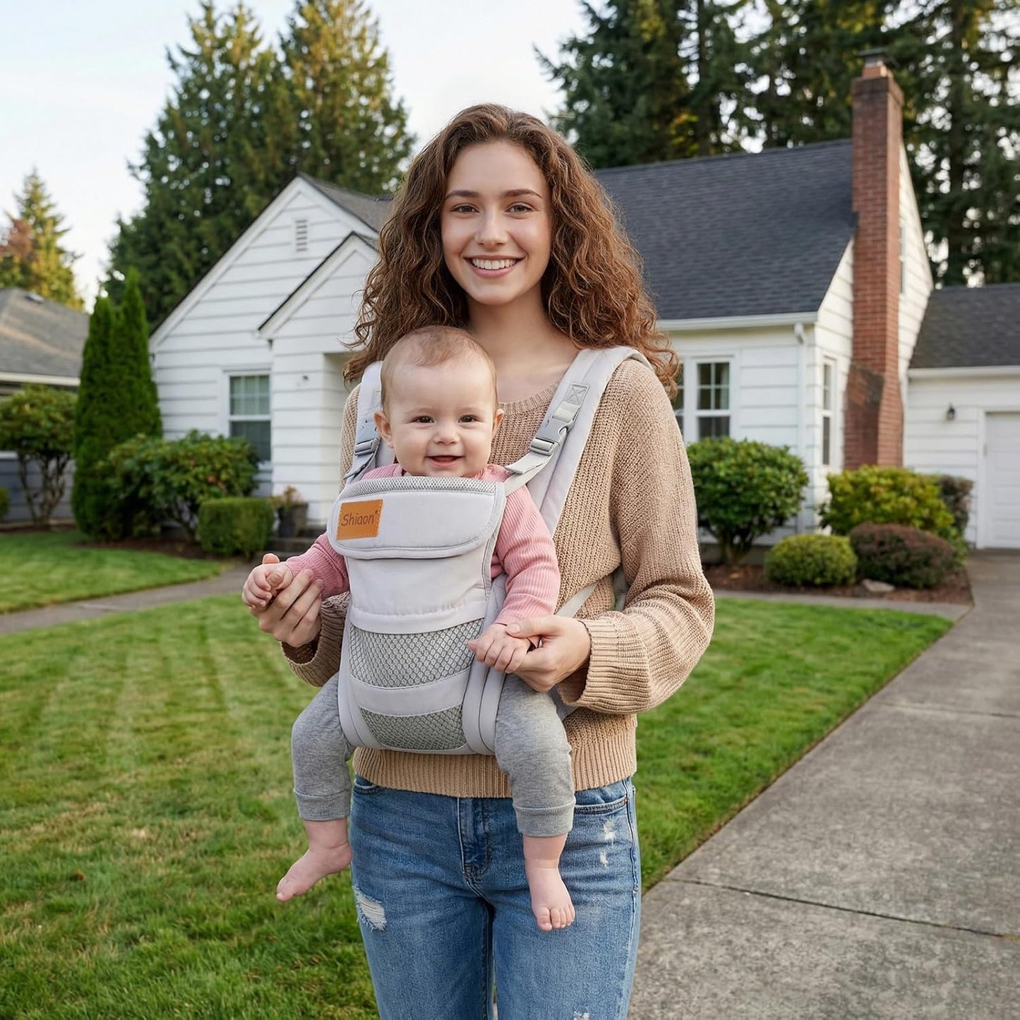 Baby Carrier Newborn to Toddler(7-30lbs), Toddler Carrier with Adjustable Shoulder Strap, Baby Holder Carrier with Breathable Mesh Fabric, Grey