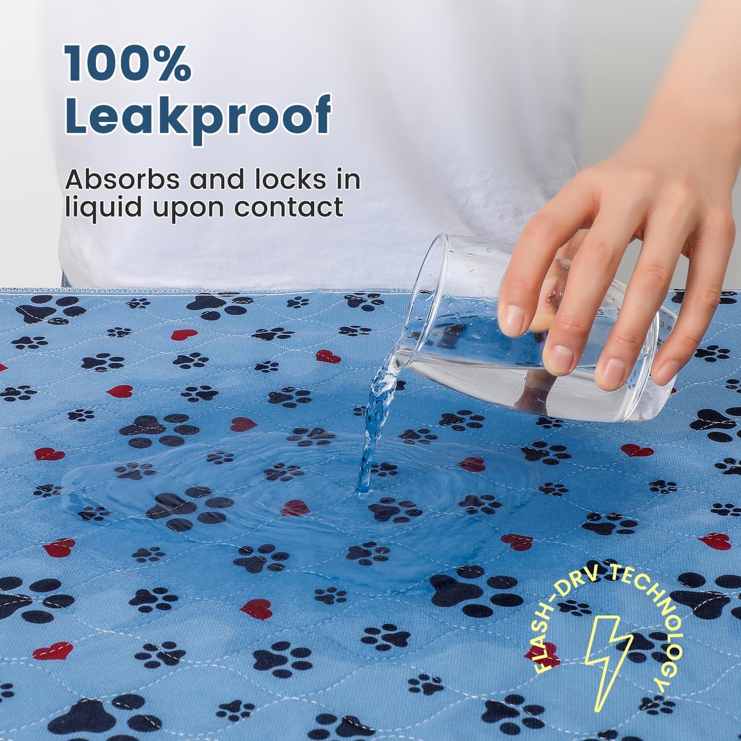 Washable Pee Pads for Dogs,2 Pack Large 18"x24" Super Absorbent Reusable Puppy Pads,Non-Slip 100% Waterproof Dog Pee Pads,Pet Training Pads for Couch, Crate, Potty Training,floor