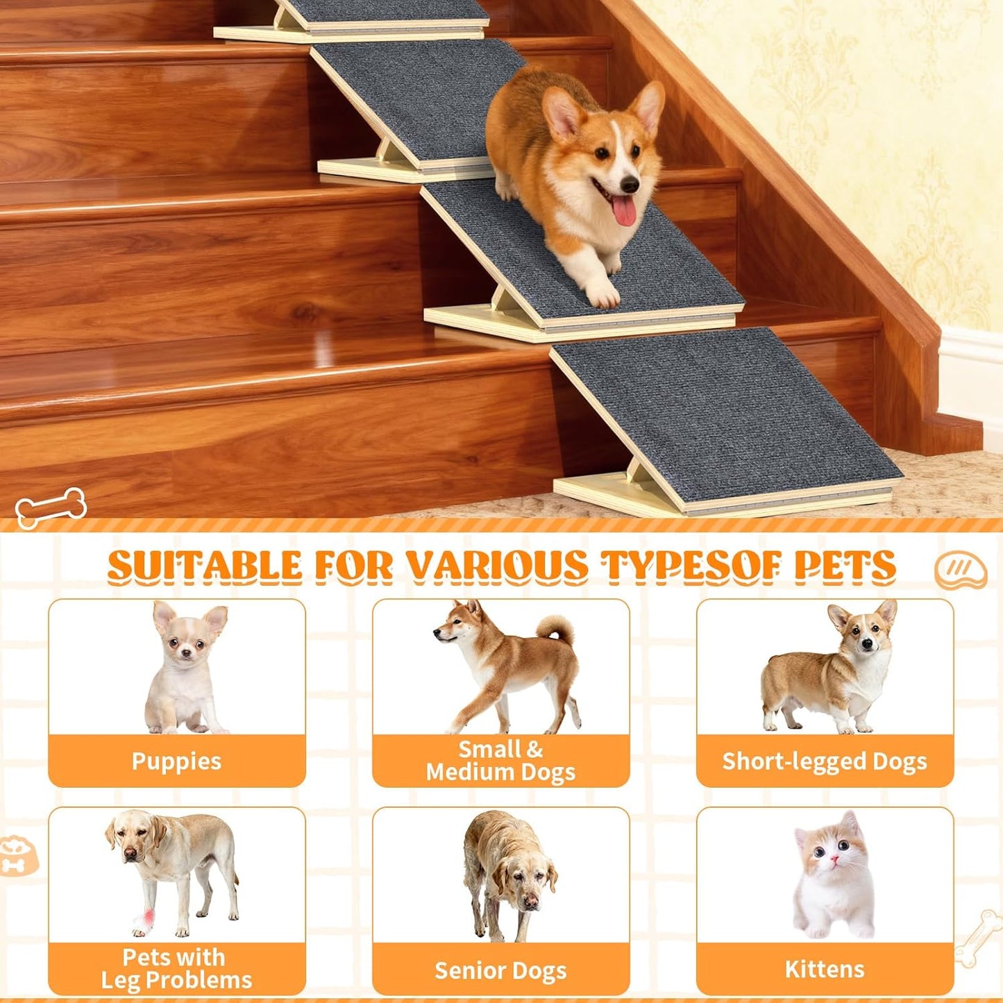 TNELTUEB Upgraded Dog Ramps for Stairs (5)