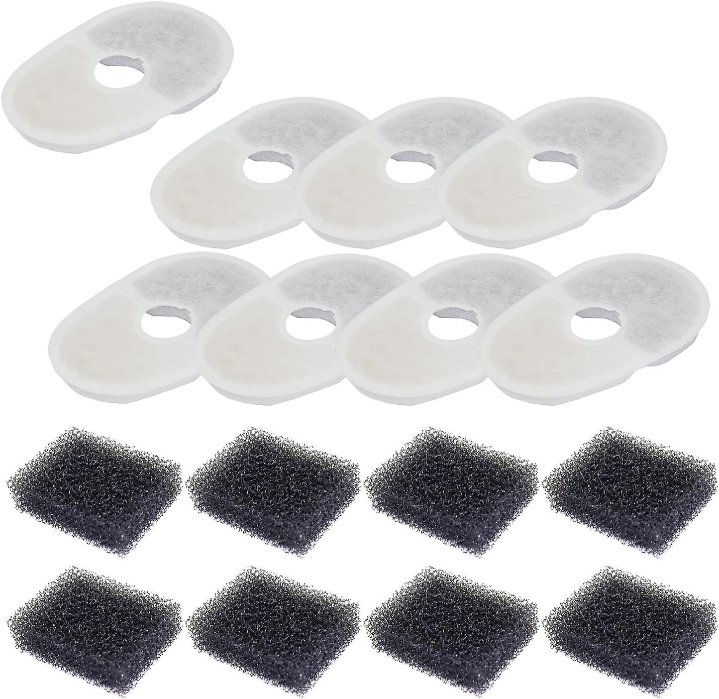 8 Sets Pet Fountain Water Filters w/Filter Sponge Compatible with Avocado Water Fountain Replacement Filters for Cat Dog Small Animal Water Dispenser Filters, White