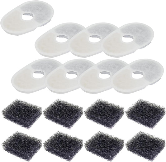 8 Sets Pet Fountain Water Filters w/Filter Sponge Compatible with Avocado Water Fountain Replacement Filters for Cat Dog Small Animal Water Dispenser Filters, White
