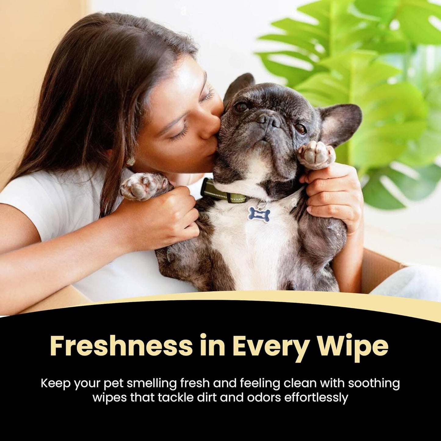 Hanu Pet Grooming Wipes for Dogs and Cats, Hypoallergenic, Cleans Tear Stains, Itching Relief, for face,Paws, Body and Butt, Peach Oolong