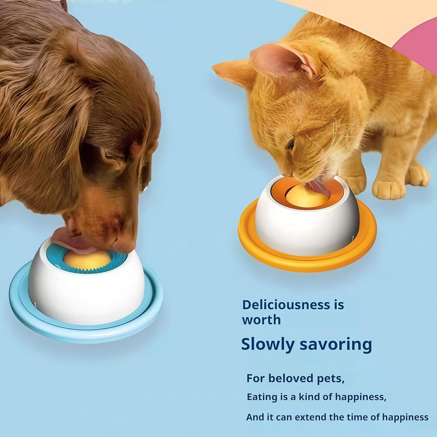2026 New Anxiety Dog Bowl Anxious Lick Ball Calming for Dogs Bowls Toy Licking Cat Licks Liquid Food Yogurt Slow Feeder Roller Sphere Licker to Keep Them Busy Licky Treat (Upgraded Blue-B(Dog))