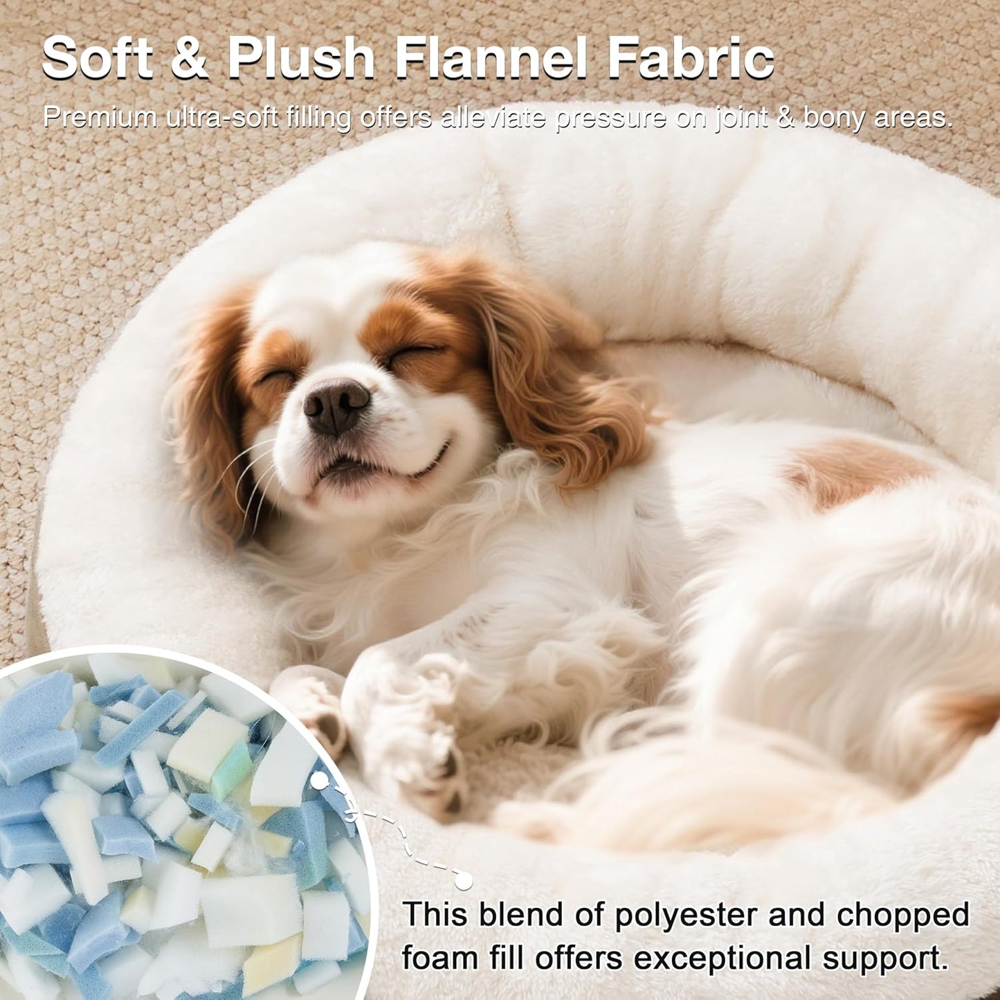 Love's cabin Round Donut Cat and Dog Cushion Bed, 25in Pet Bed for Small or Medium Dogs, Anti-Slip & Water-Resistant Bottom, Soft Durable Fabric Pet Beds, Washable Calming Cat & Dog Bed Camel