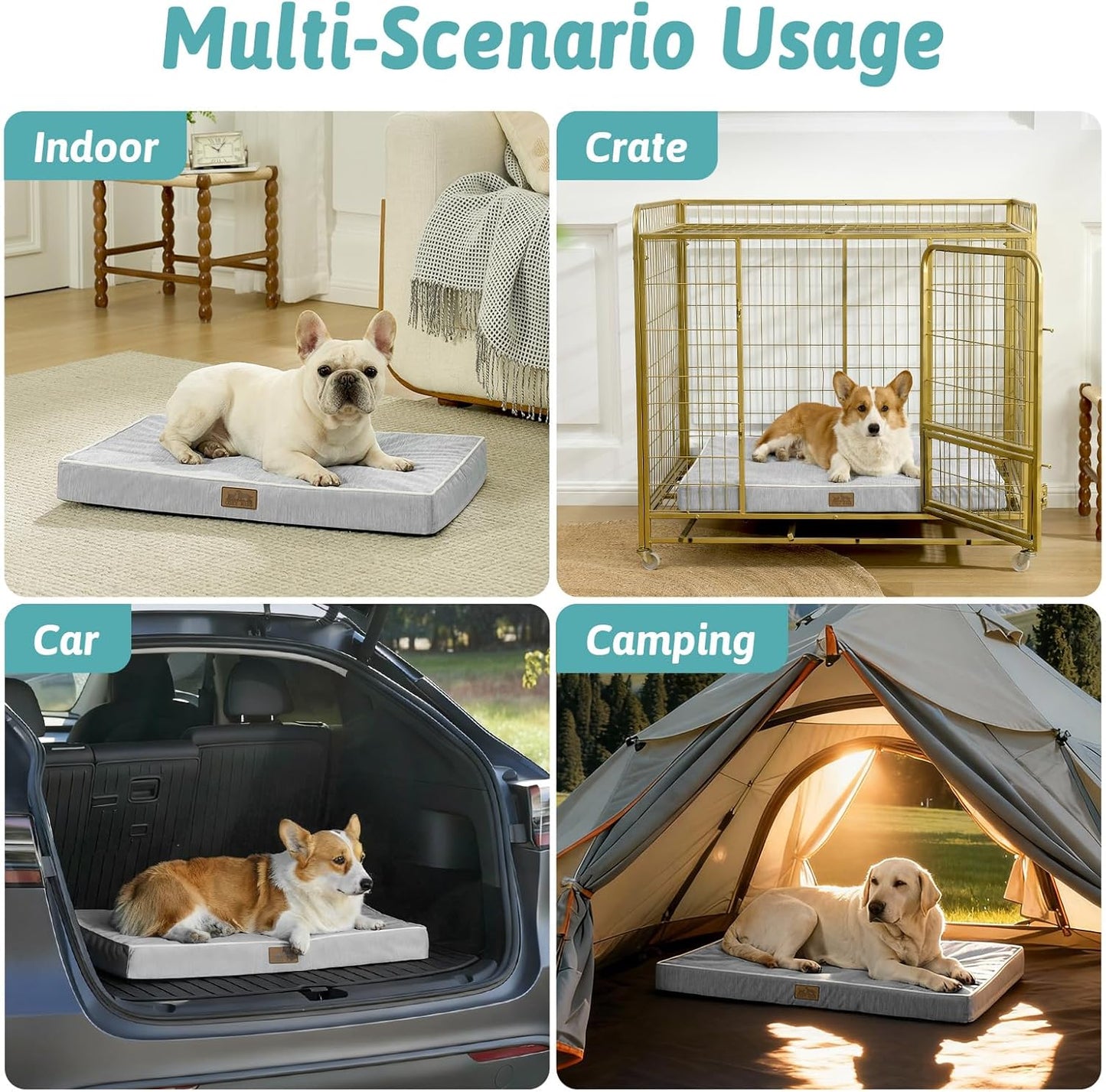 Cooling Dog Bed for Crate, Waterproof Dog Crate Mat with Removable Washable Cover, Orthopedic Egg Crate Foam Support, Dog Crate Bed 29x18x3 Inch,Silver Grey