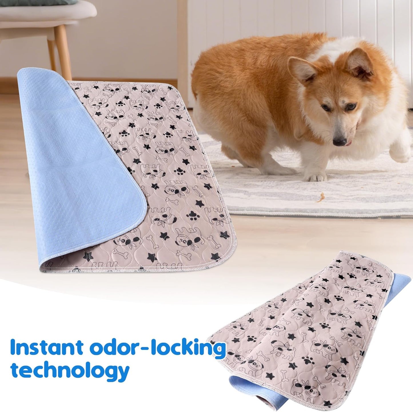 Washable and Reusable Puppy Pee Pads for Dogs Super Durable Chew Proof with Waterproof TPU Backing Non Slip Design Portable for Home Travel and Outdoor Use Khaki Large 1 Pack