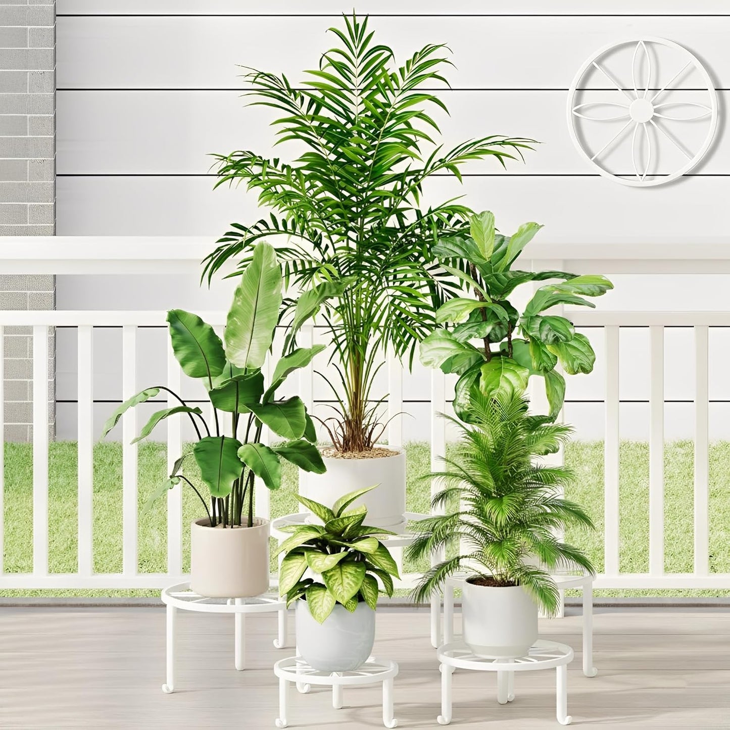 5 Pack Heavy Duty Metal Stand Decorates Multiple Plants for Indoor and Outdoor, Anti-Rust Iron Flower Pot Holder Stand, Potted Plant Shelf for Garden,Patio