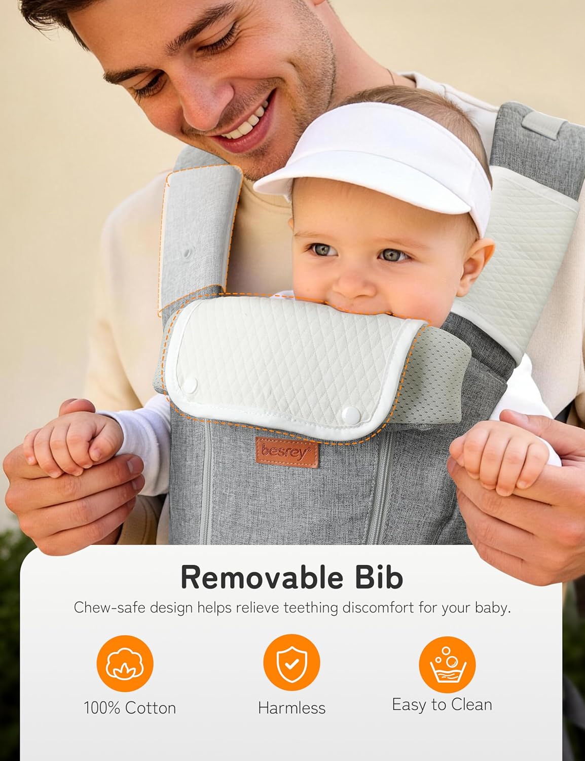besrey Breathable Baby Carrier Newborn to Toddler,Adjustable Detachable Toddler Carrier with Hip Seat,Front Facing Baby Wraps Carrier,Safety Approved, Structured Support, Convenient Pockets