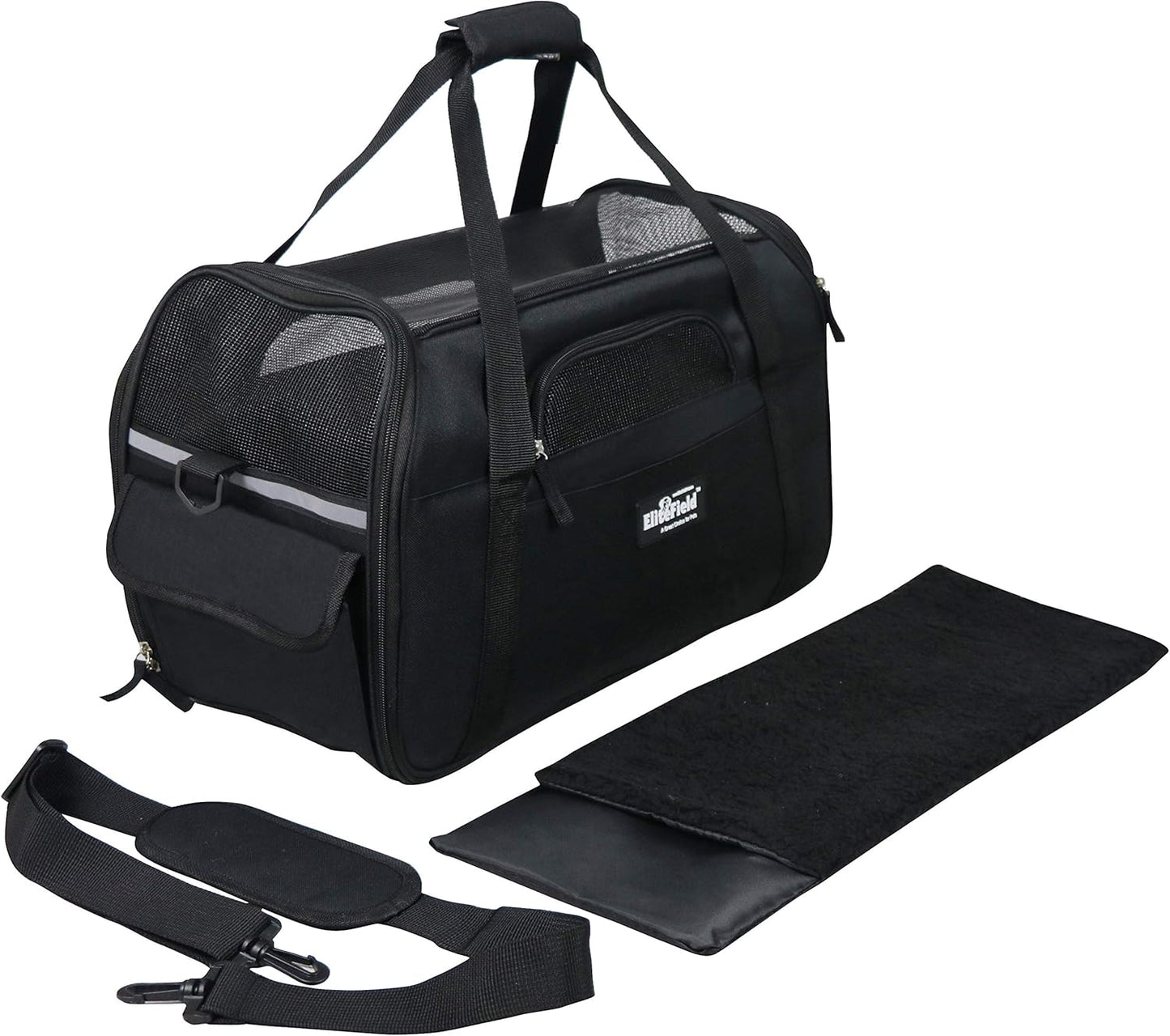EliteField Soft Pet Carrier (3 Year Warranty, Airline Approved) Soft Sided Dog Puppy Cat Carrier Travel Bag (X-Large: 21" L x 12" W x 13" H, Black)