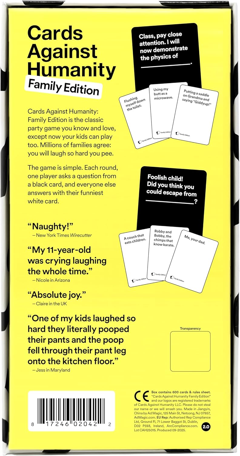 Cards Against Humanity: Family Edition • Ages 8+ • A Party Game for Your Horrible Family