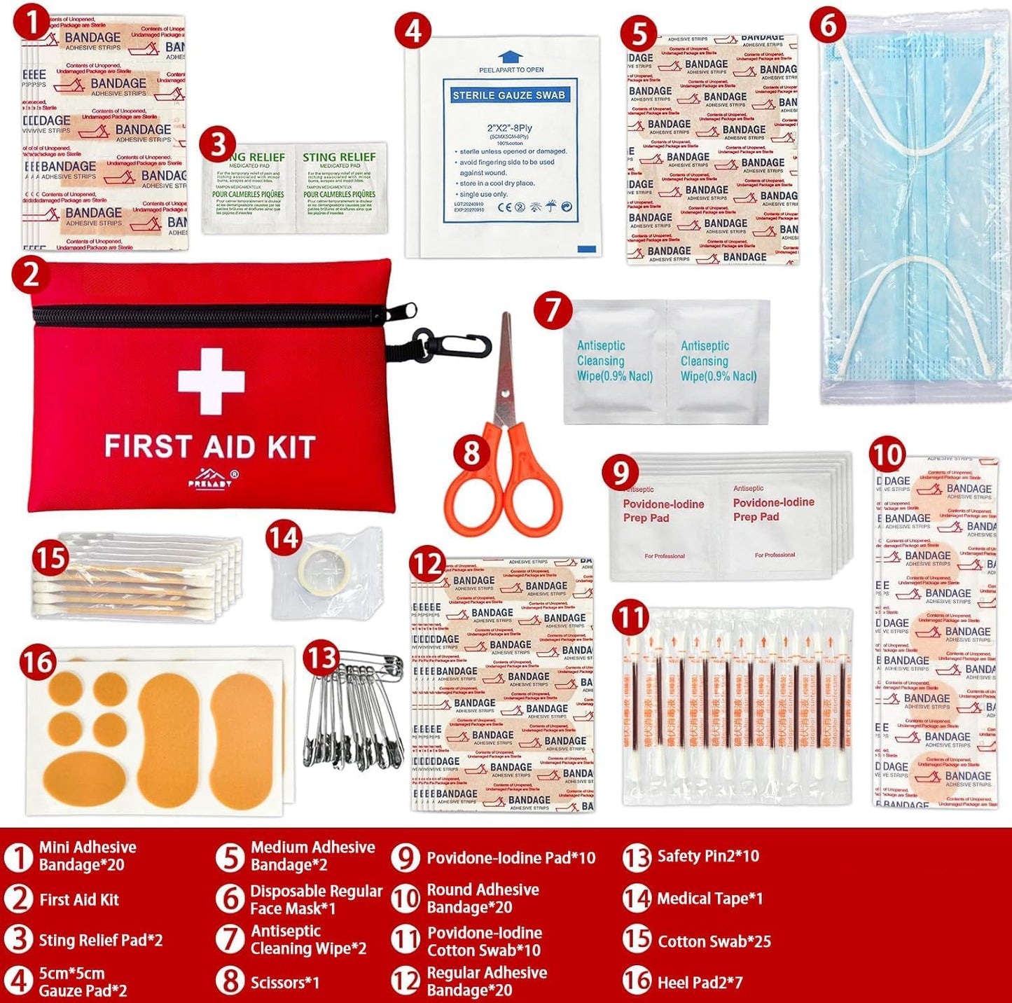 152 Piece Small First Aid Kit, Travel Size First Aid Kit TSA Approved, Mini Forst aid kit for Home, Car, Travel, Camping, Truck, Sports, Office, Hiking Med Kit for Backpack;
