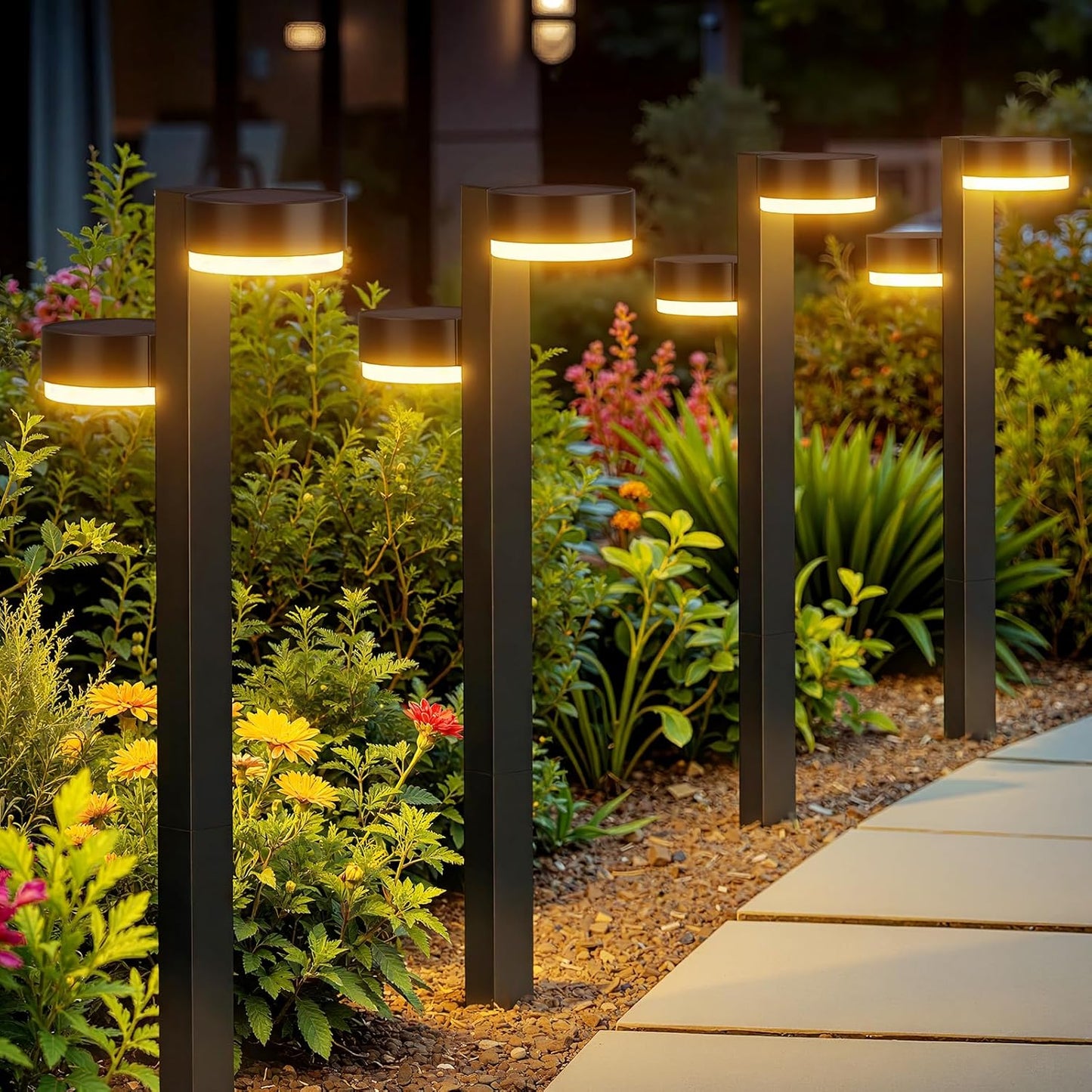 Solar Pathway Lights Outdoor Waterproof, 6 Pack with 12 Head Solar Lights Outdoor Super Bright Up to 15Hrs, Auto On/Off Garden Light for Yard Patio Path Walkway Driveway Outside Decor