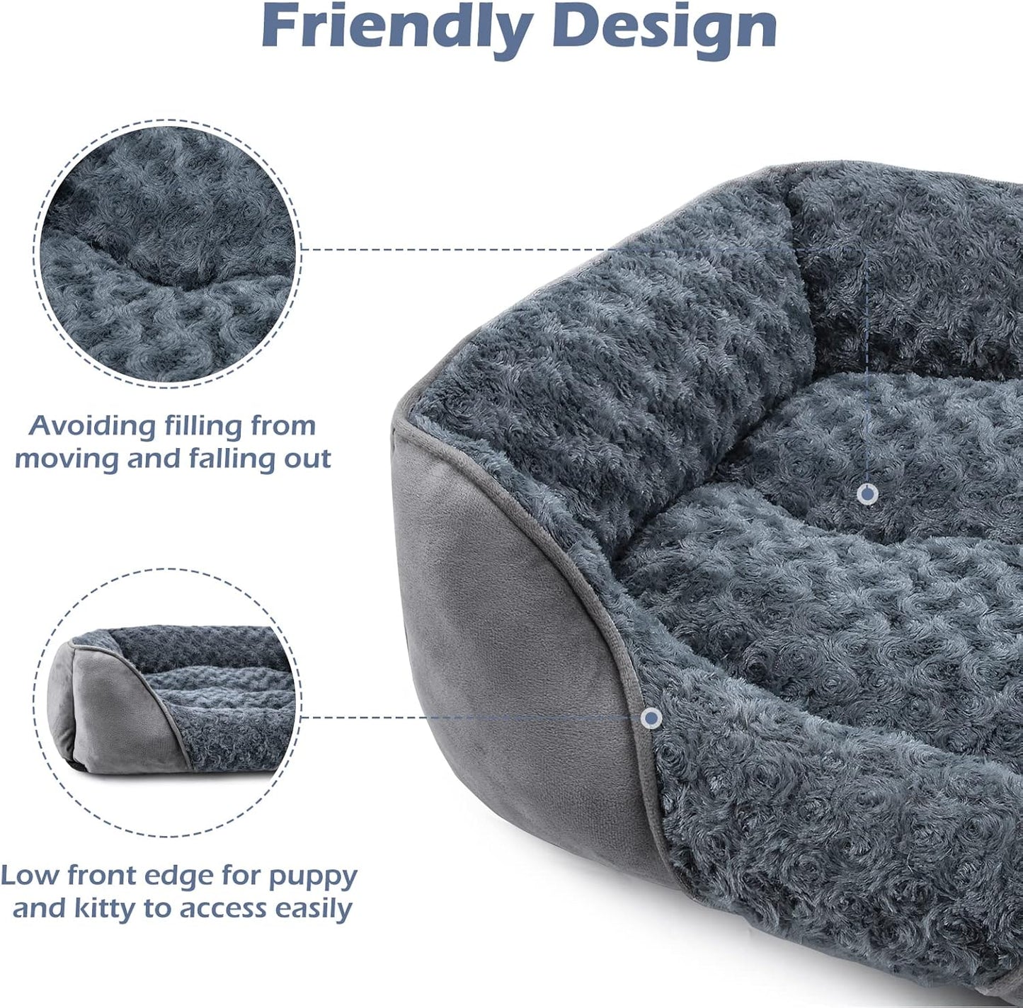 INVENHO Dog Bed Medium Size Dog, Orthopedic Warming Soft Calming Sleeping Puppy Bed Durable Pet Bed with Anti-Slip Bottom