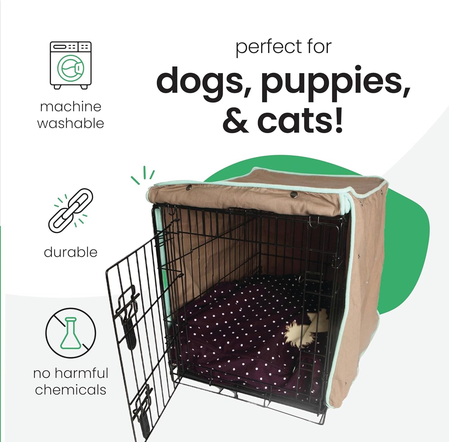 Molly Mutt Wild Horses Dog Crate Cover, 100% Cotton Canvas Cover with 2 Roll-Up Panels, Ideal for Dog or Cat Crate, Durable, Washable, and Free of Harmful Chemicals, 42" x 28" x 31"