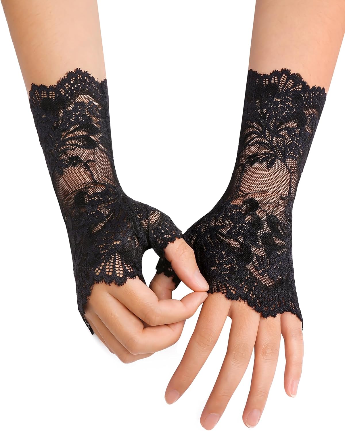 Avidlove Women Short Lace Gloves Fingerless Bridal Wrist Glove Opera Evening Wedding Tea Party Prom Cosplay Gothic Clothes