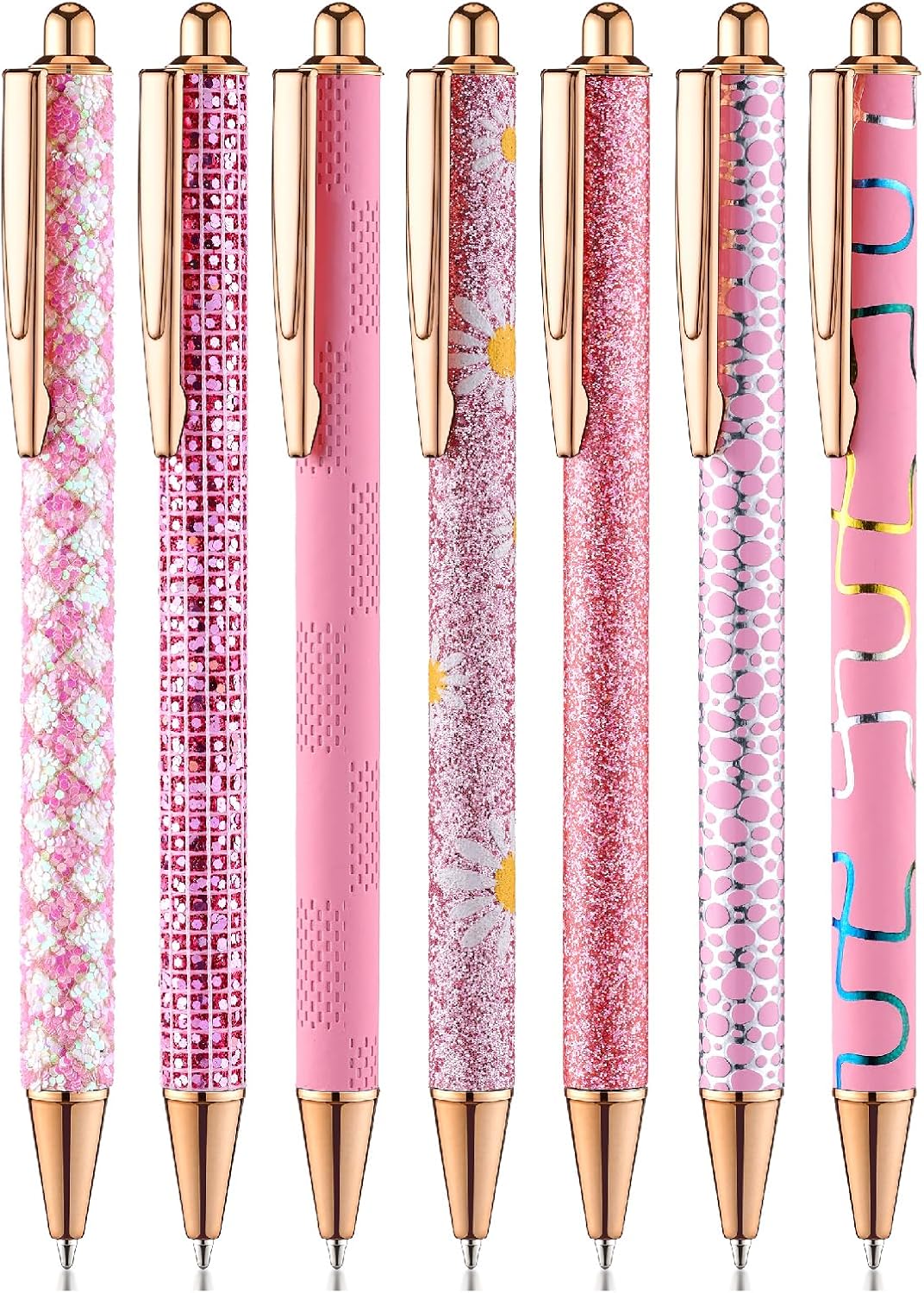 Mr. Pen- Fancy Pens for Women, Pink Paradise, 7 Black Ink Ballpoint Pens with 10 Refills, 1.0mm, Cute Pens for Journaling, Mother's Day