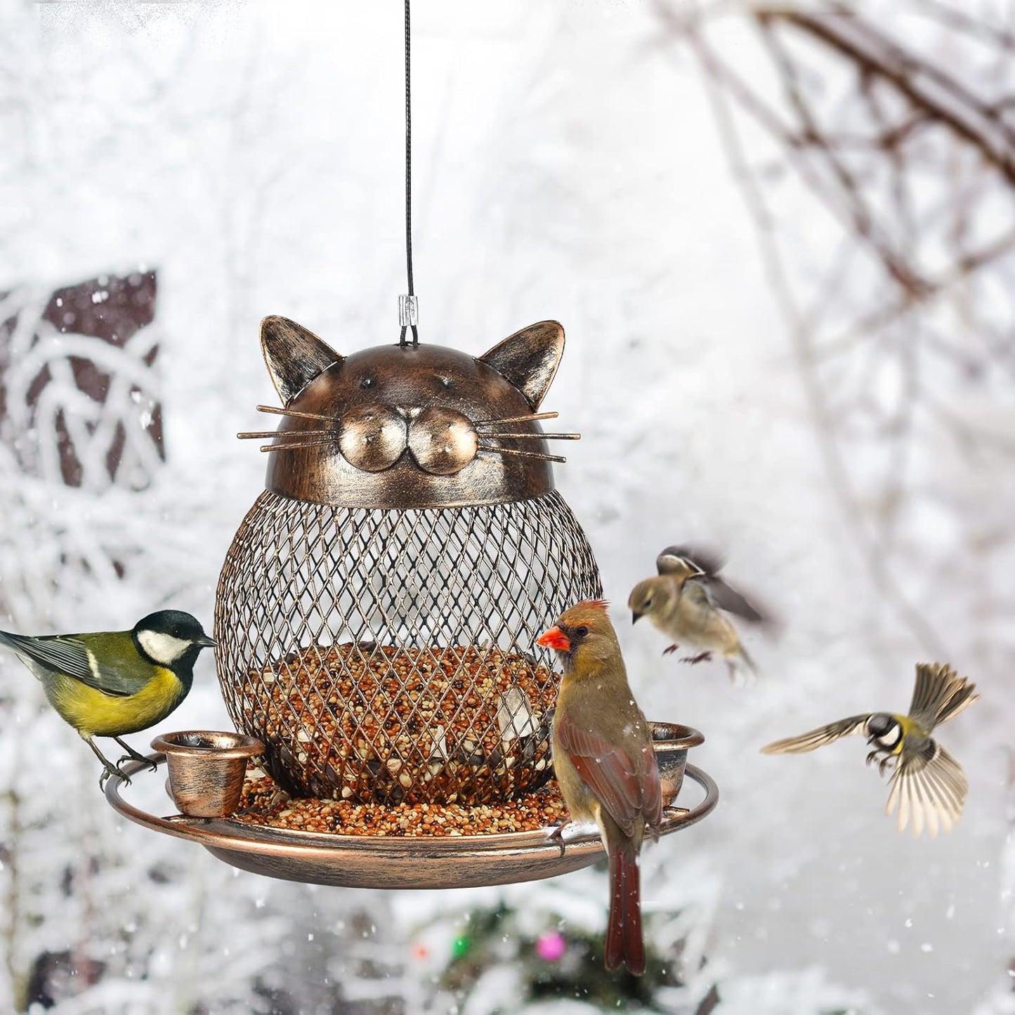 Bird Feeders for Outdoors, Heavy Duty Metal Wild Bird Feeder, Finch Bird Feeder Sparrow Birdfeeder for Garden Yard Hanging Decor