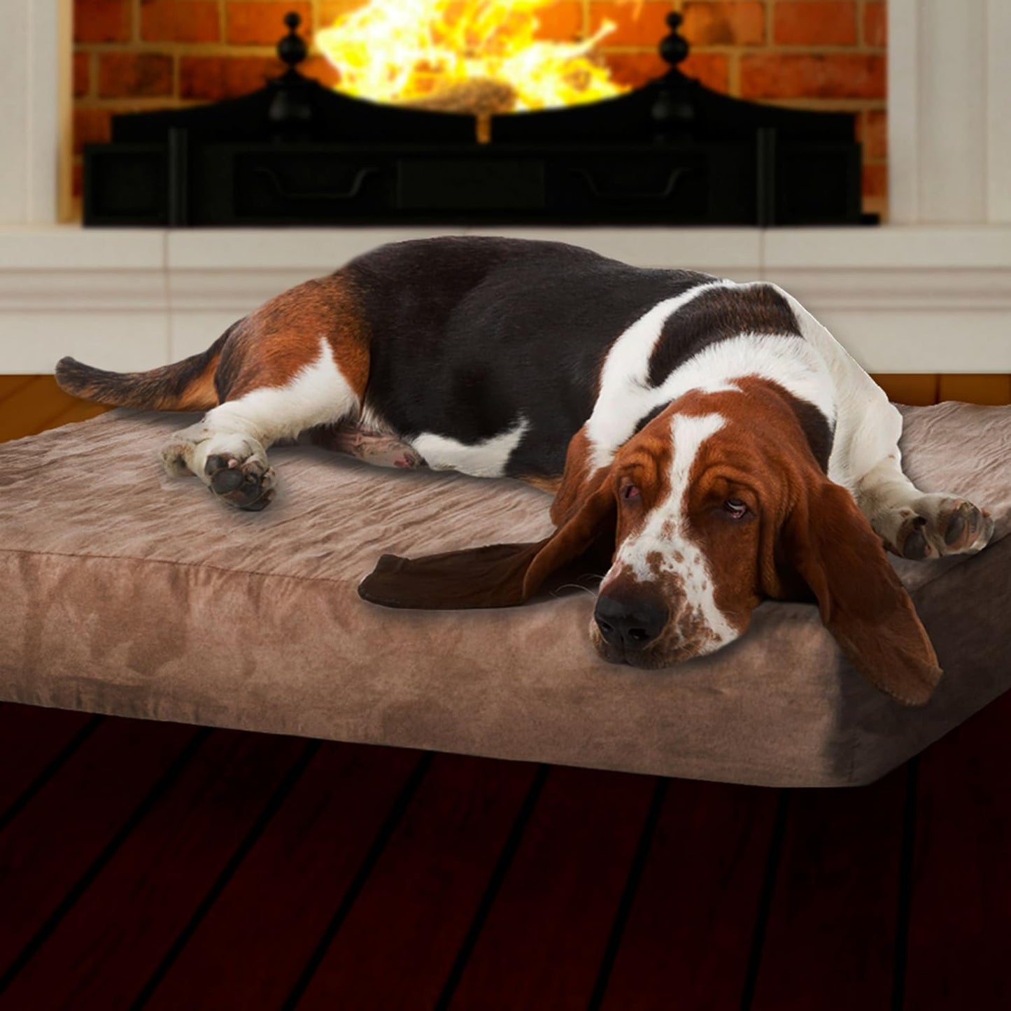 Memory Foam Dog Bed Collection– 2-Layer Orthopedic Dog Bed with Machine Washable Cover - Dog Bed for Large Dogs up to 95lbs by PETMAKER (Tan)