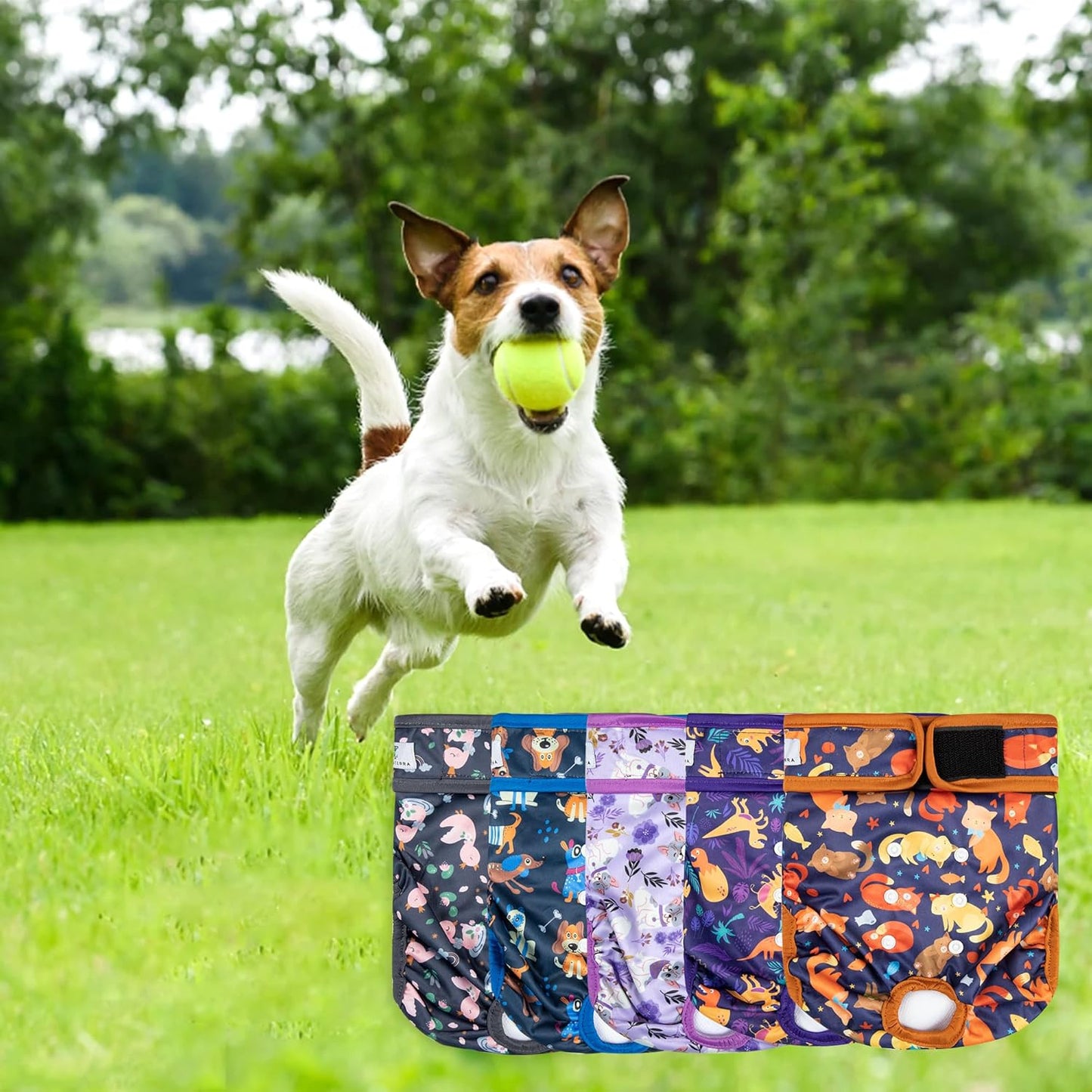 5 Pack Washable Female Dog Diapers,Reusable Diaper for Doggie,Highly Absorbent Dog Diaper,Adjustable Leakproof Puppy Diapers Skirt for Heat,Incontinence,Period Doggy Nappies
